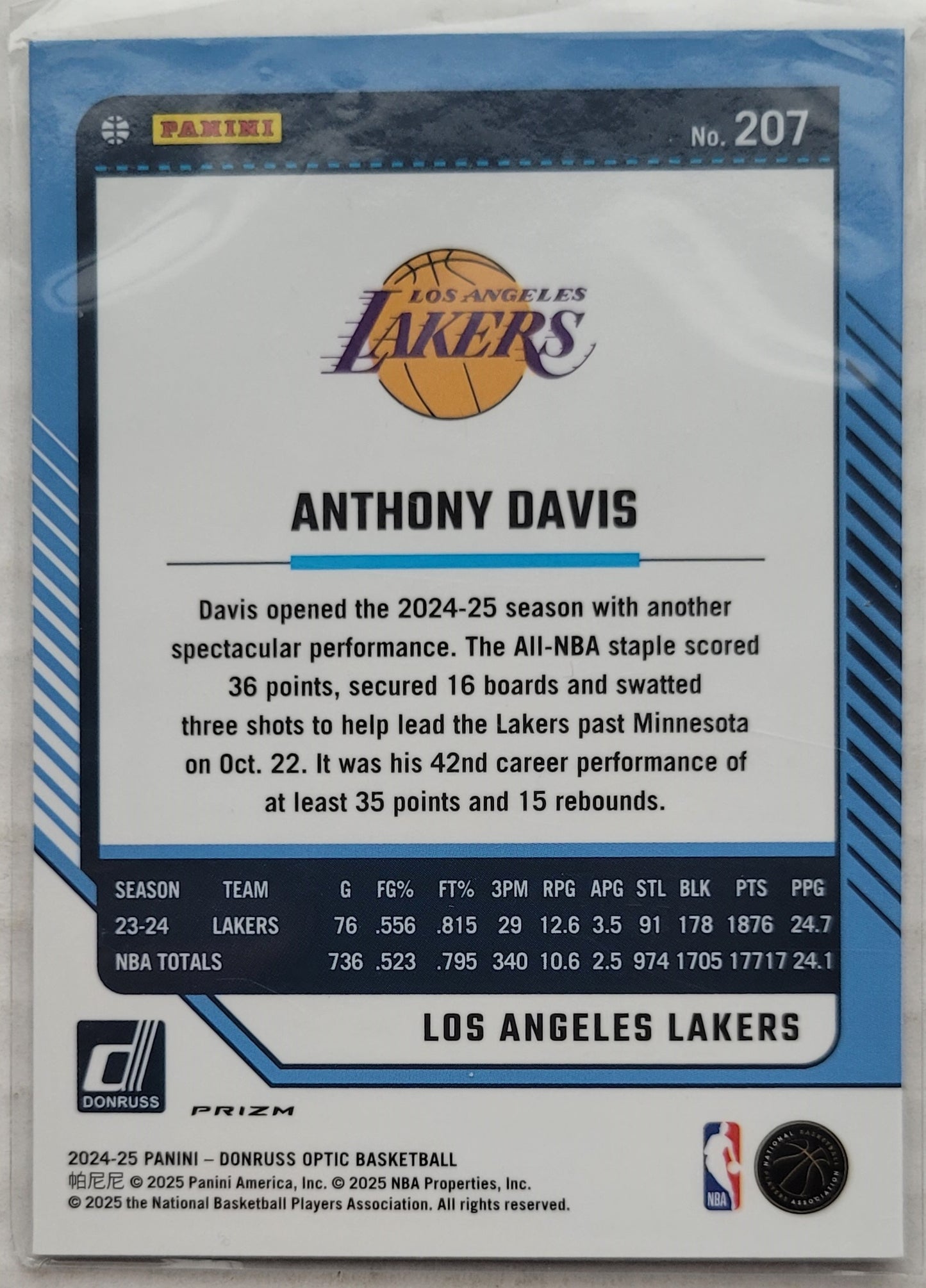Anthony Davis - 2024-25 Donruss Optic Holo #207