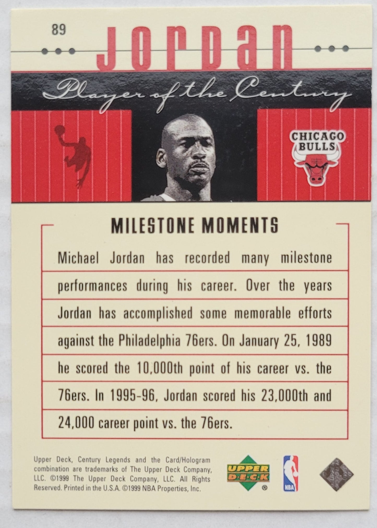 Michael Jordan - 1999 Upper Deck Century Legends #89