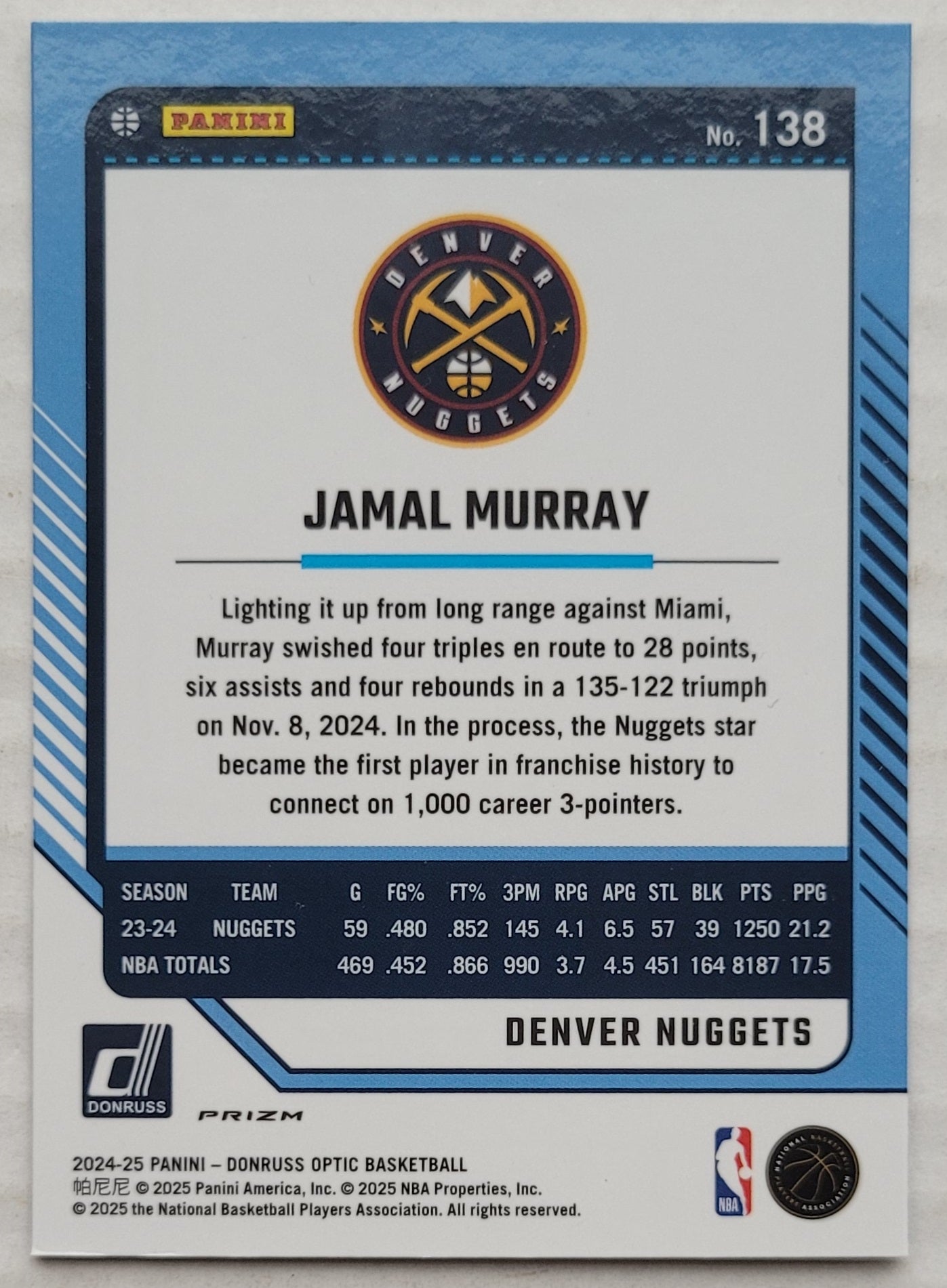Jamal Murray - 2024-25 Donruss Optic Holo #138