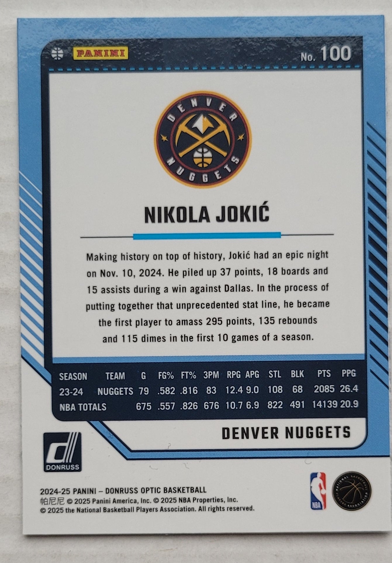 Nikola Jokic - 2024-25 Donruss Optic #100