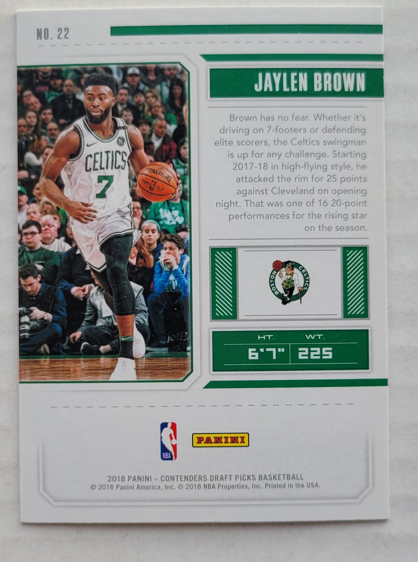 Jaylen Brown - 2018-19 Panini Contenders Draft Picks #22