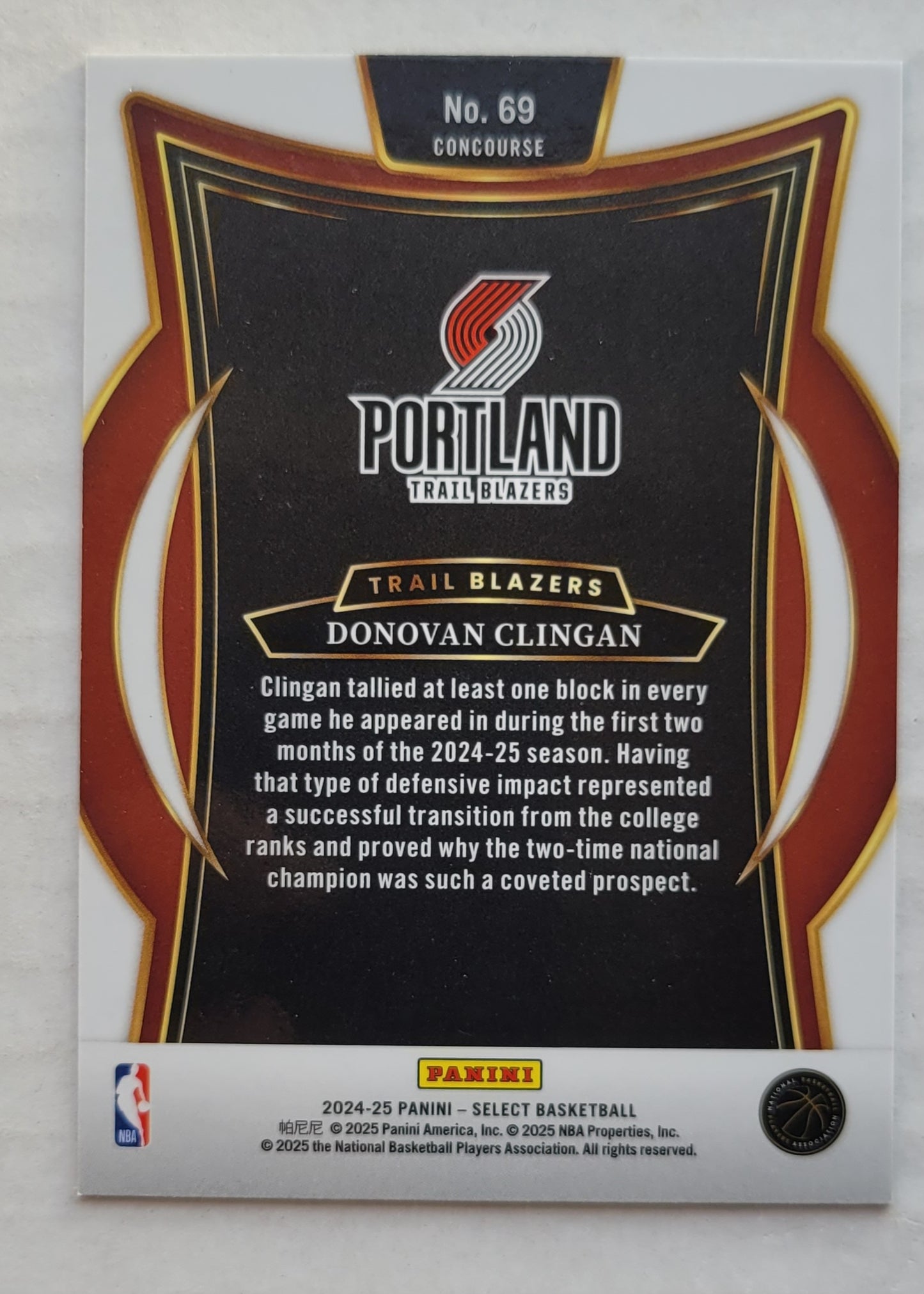 Donovan Clingan - 2024-25 Select Blue #69 RC