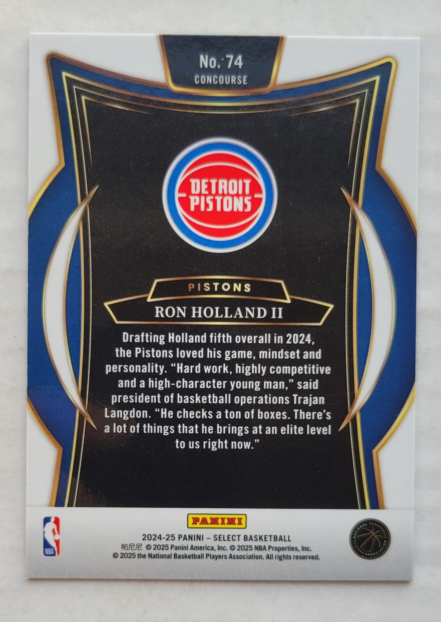 Ron Holland II - 2024-25 Select Blue #74 RC