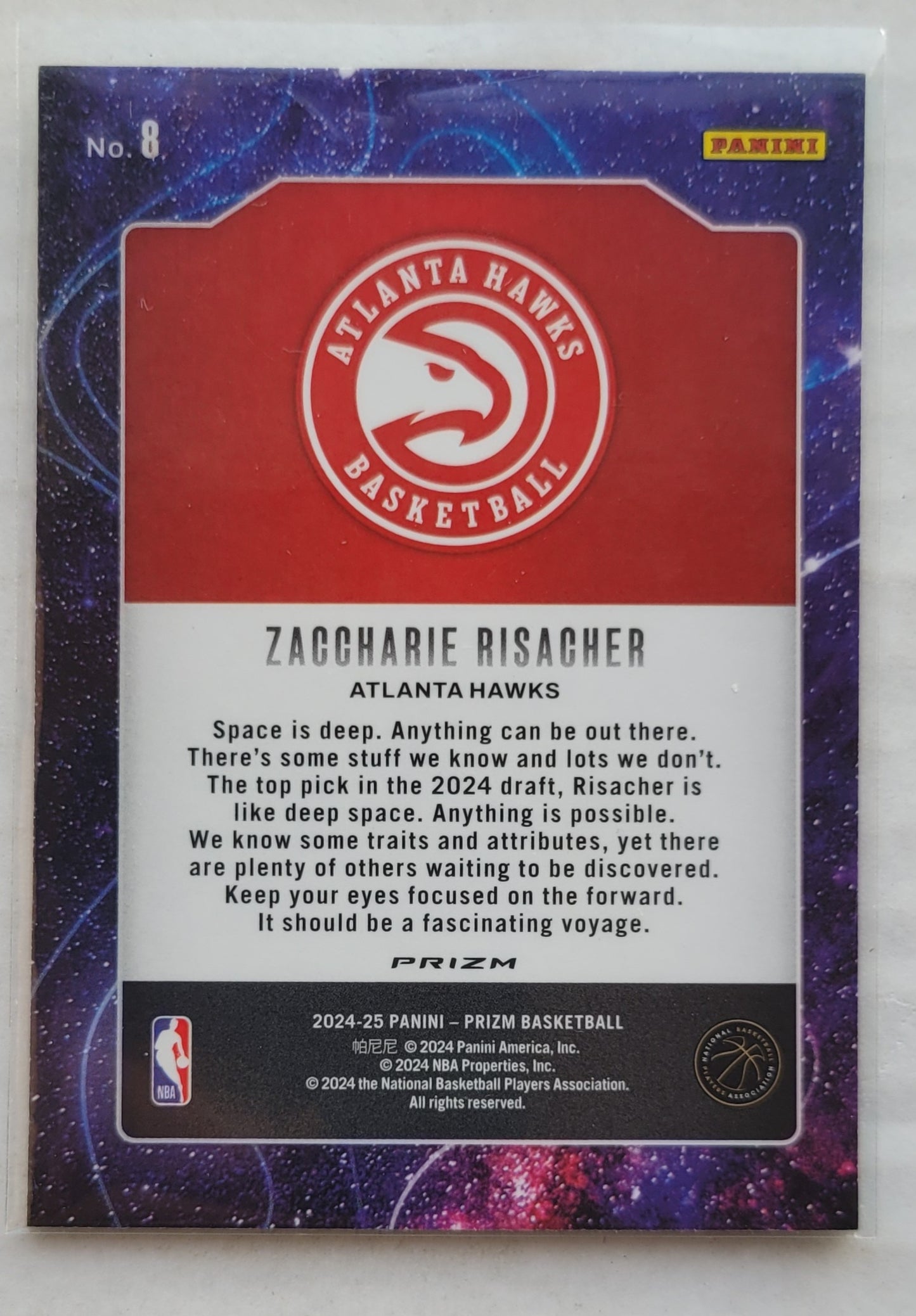 Zaccharie Risacher - 2024-25 Panini Prizm Deep Space Prizms Green #8
