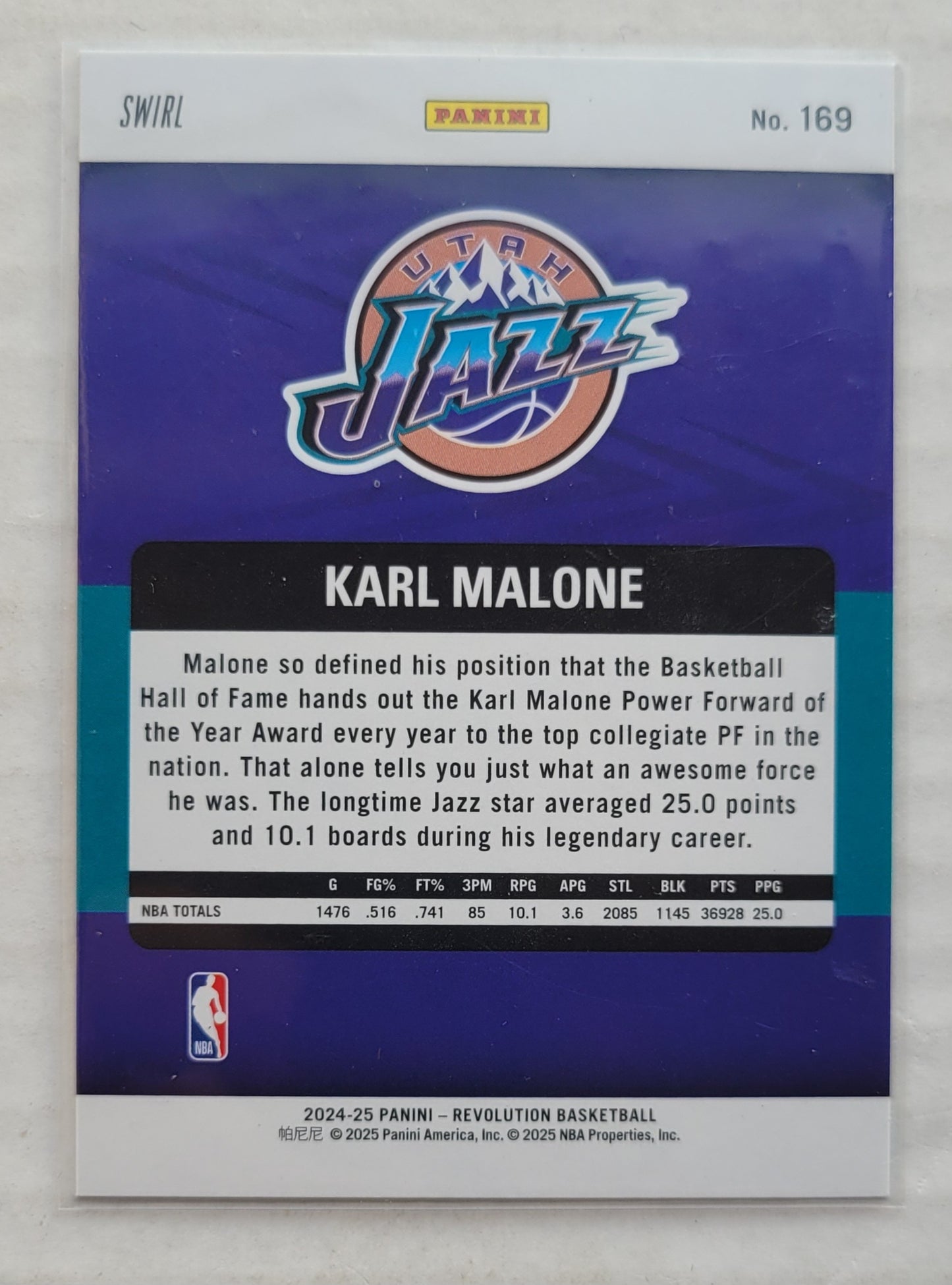 Karl Malone - 2024-25 Panini Revolution Red Swirl #169 LGD