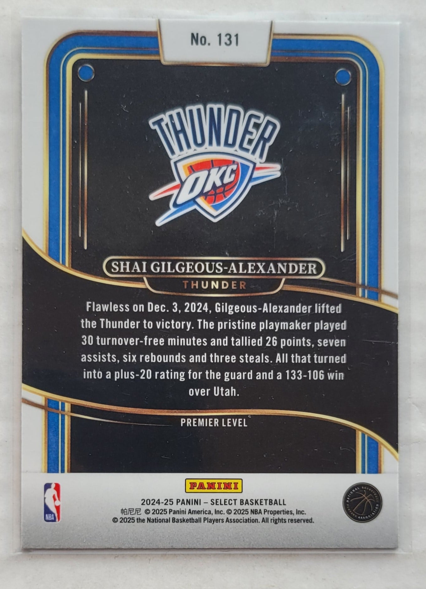 Shai Gilgeous-Alexander - 2024-25 Select Blue #131