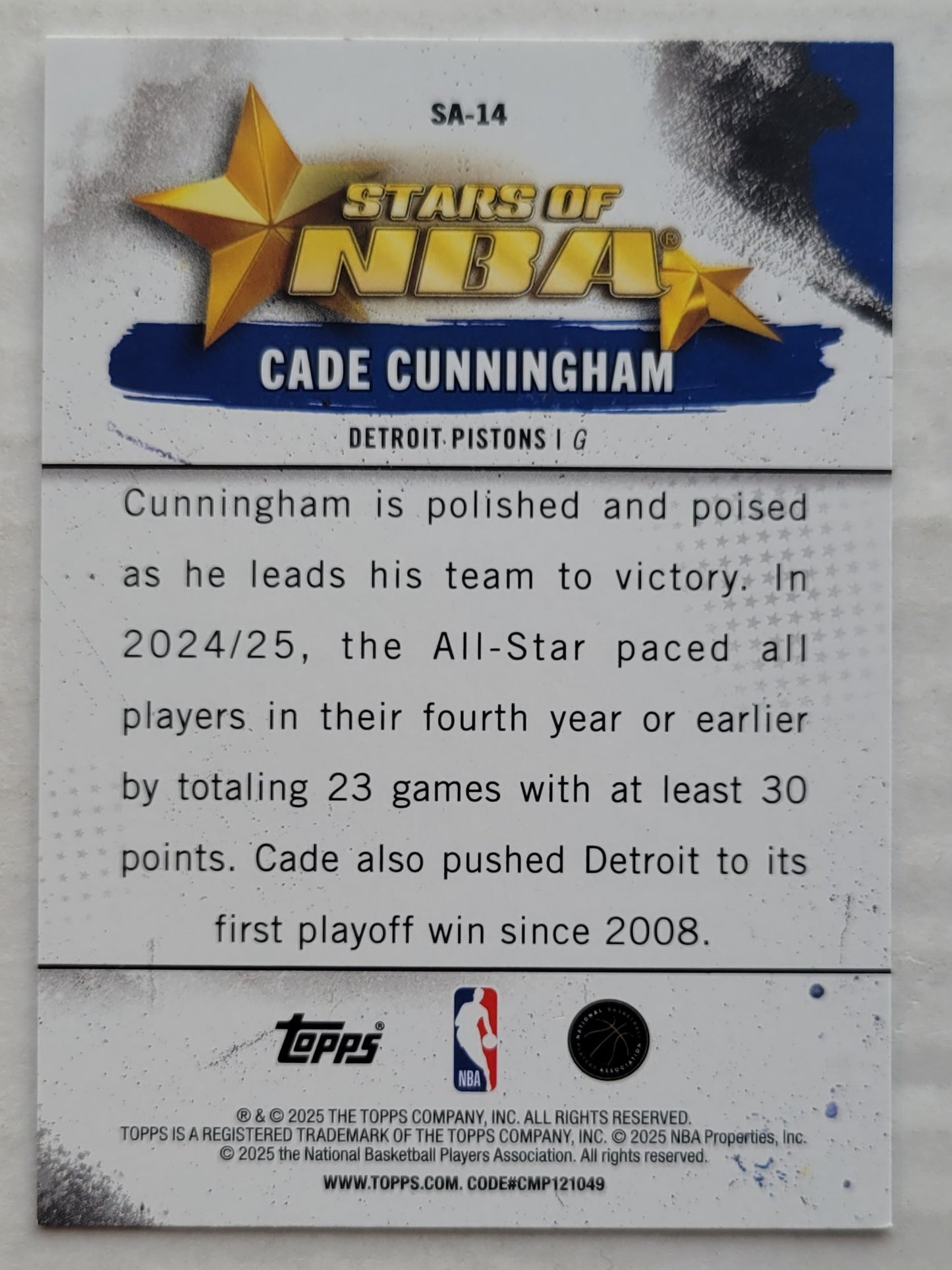 Cade Cunningham - 2025-26 Topps Stars of the NBA #SA14