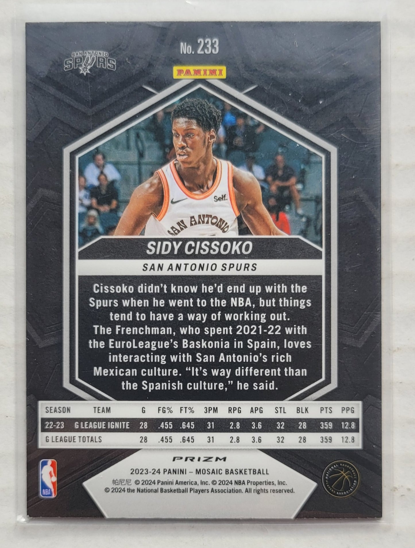 Sidy Cissoko - 2023-24 Panini Mosaic Mosaic Green #233 RC