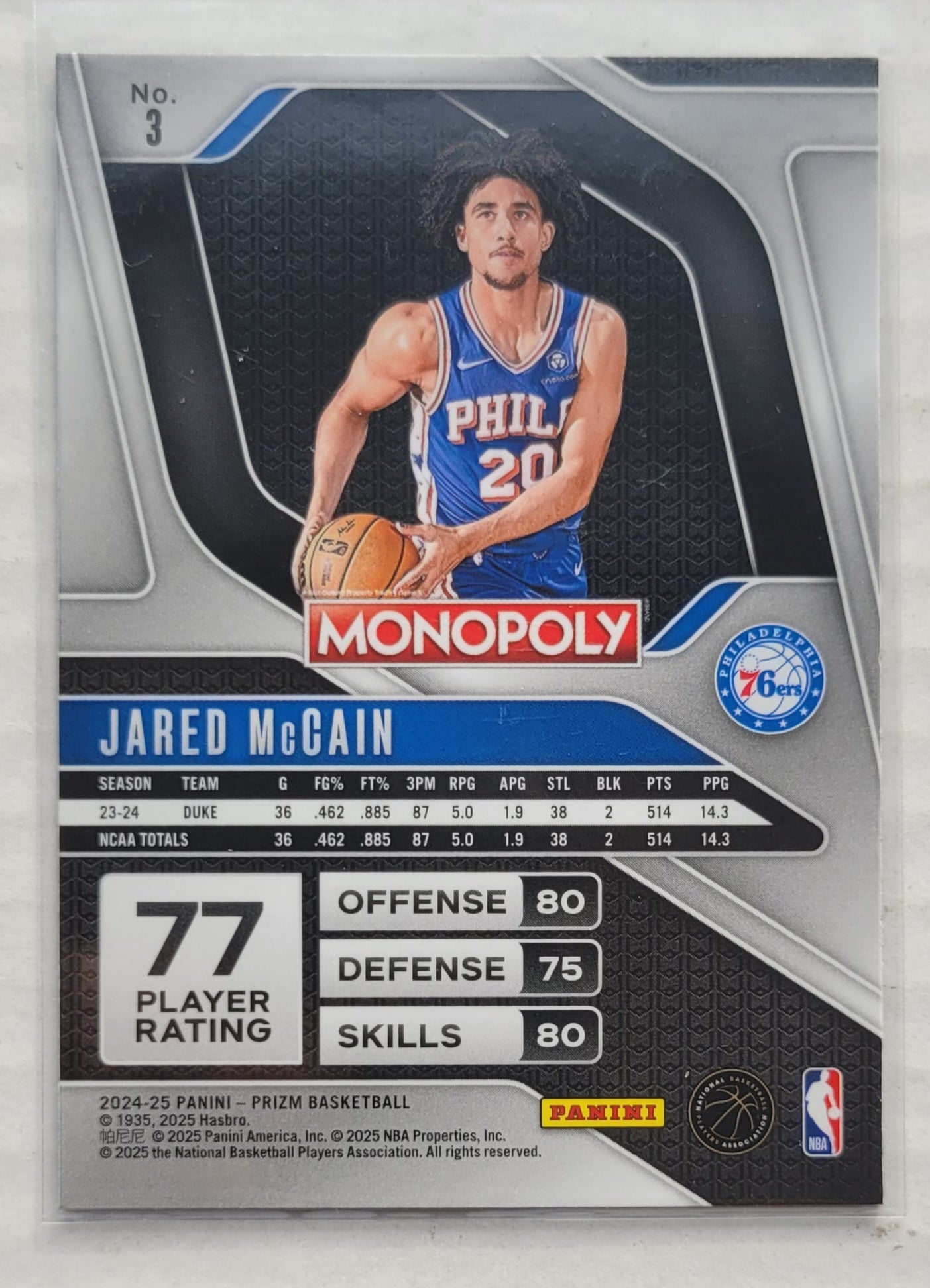 Jared McCain - 2024-25 Panini Prizm Monopoly #3 RC