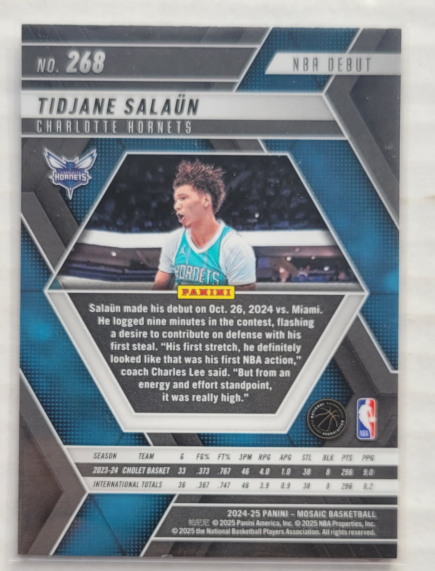 Tidjane Salaun - 2024-25 Panini Mosaic #268 NBA Debut RC