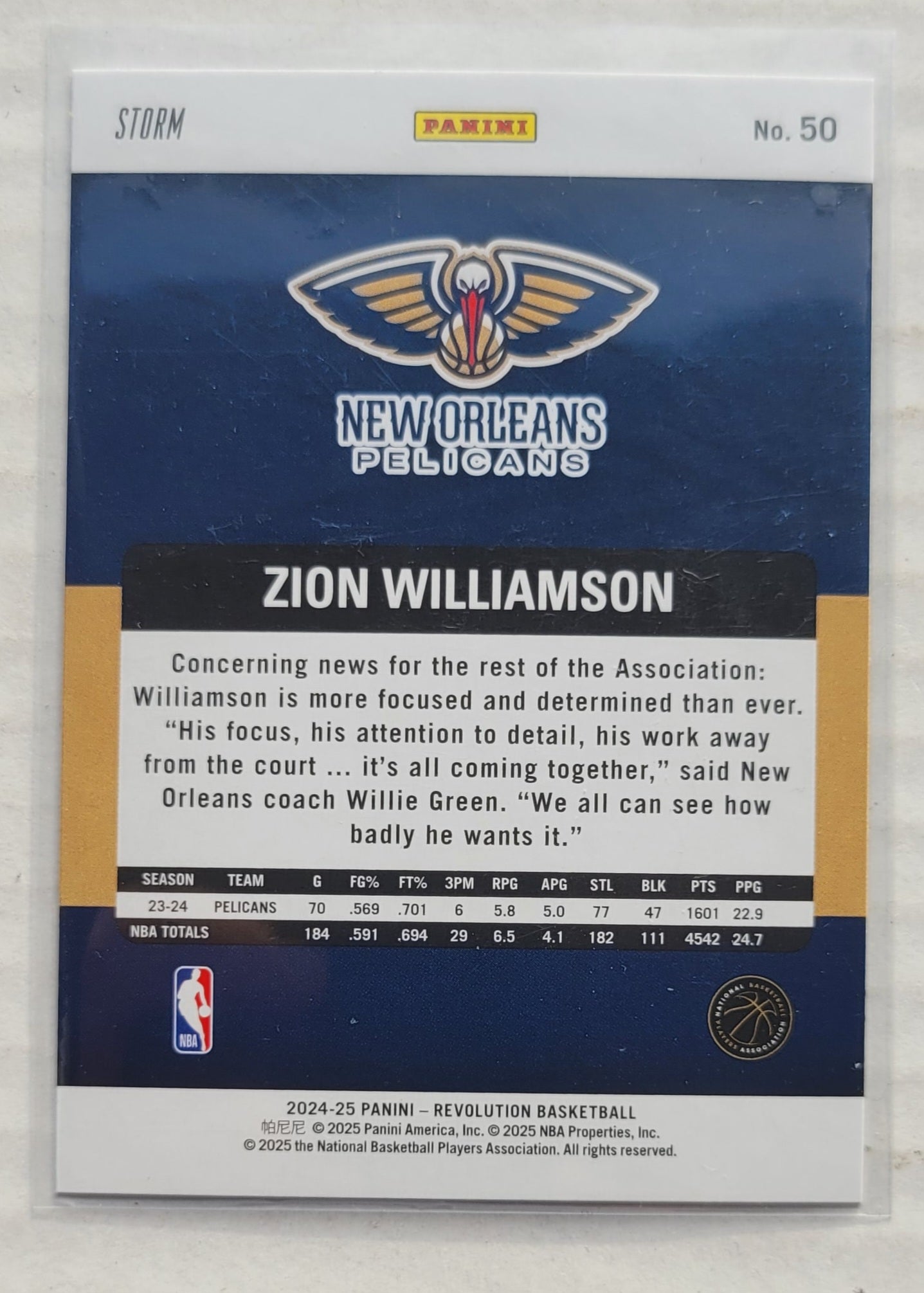 Zion Williamson - 2024-25 Panini Revolution Blue Storm #50