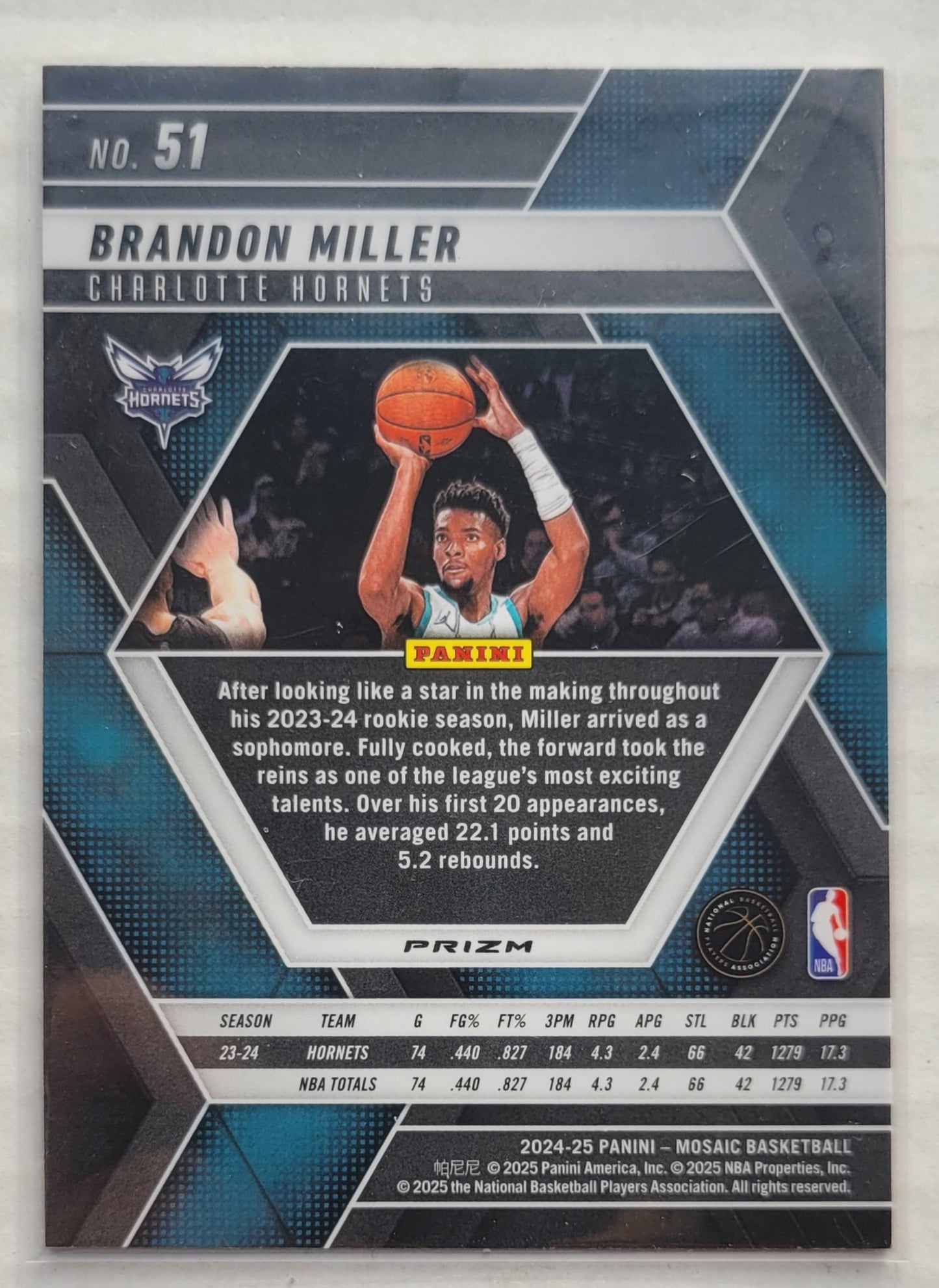 Brandon Miller - 2024-25 Panini Mosaic Mosaic Reactive Yellow #51