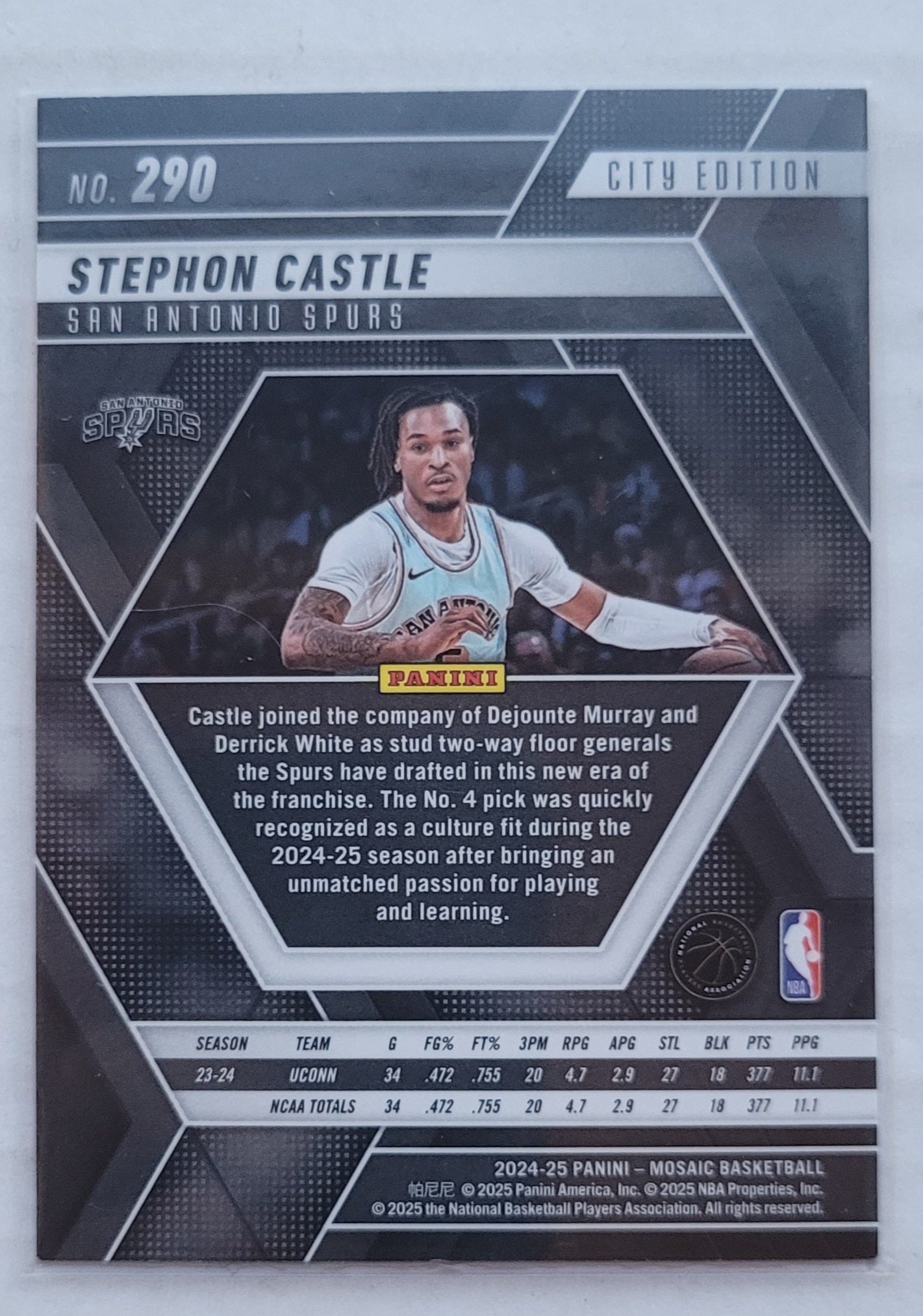 Stephon Castle - 2024-25 Panini Mosaic #290 City Edition RC