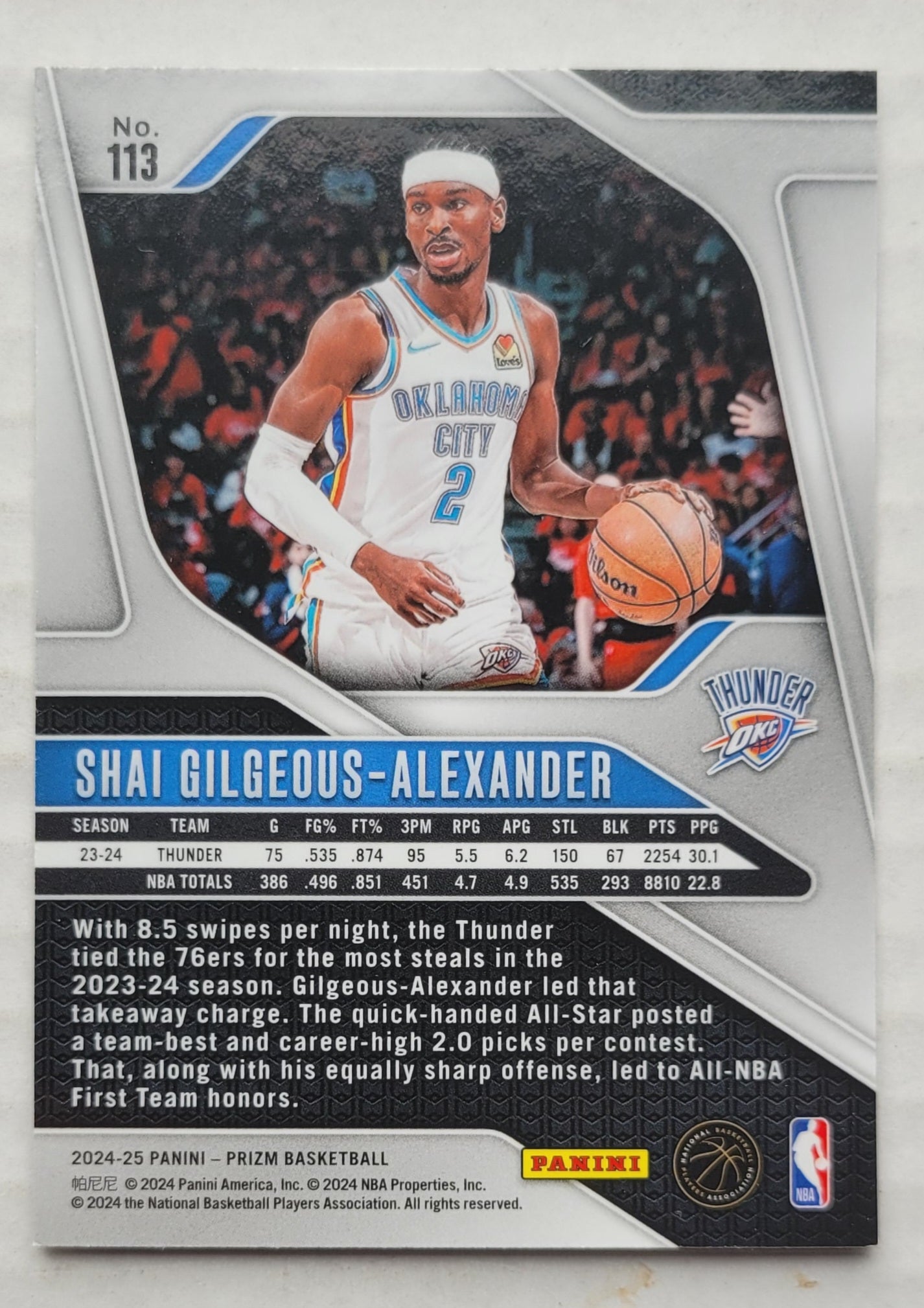 Shai Gilgeous-Alexander - 2024-25 Panini Prizm #113