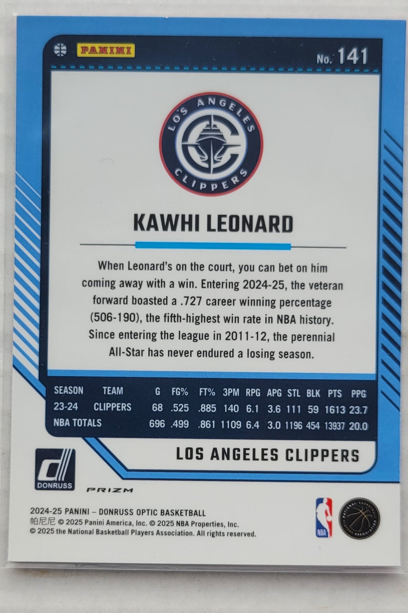 Kawhi Leonard - 2024-25 Donruss Optic Hyper Pink #141