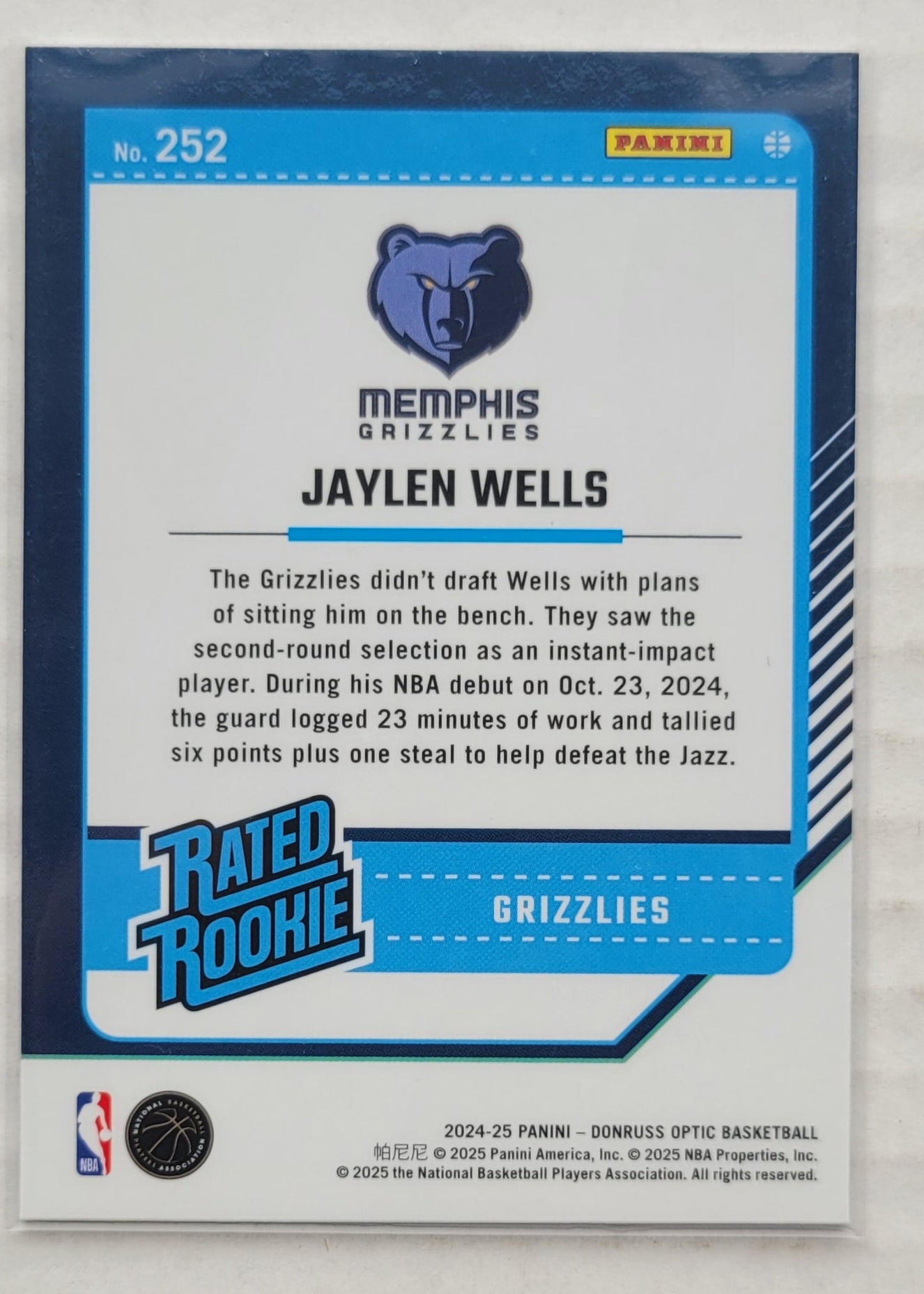 Jaylen Wells - 2024-25 Donruss Optic #252 RR RC