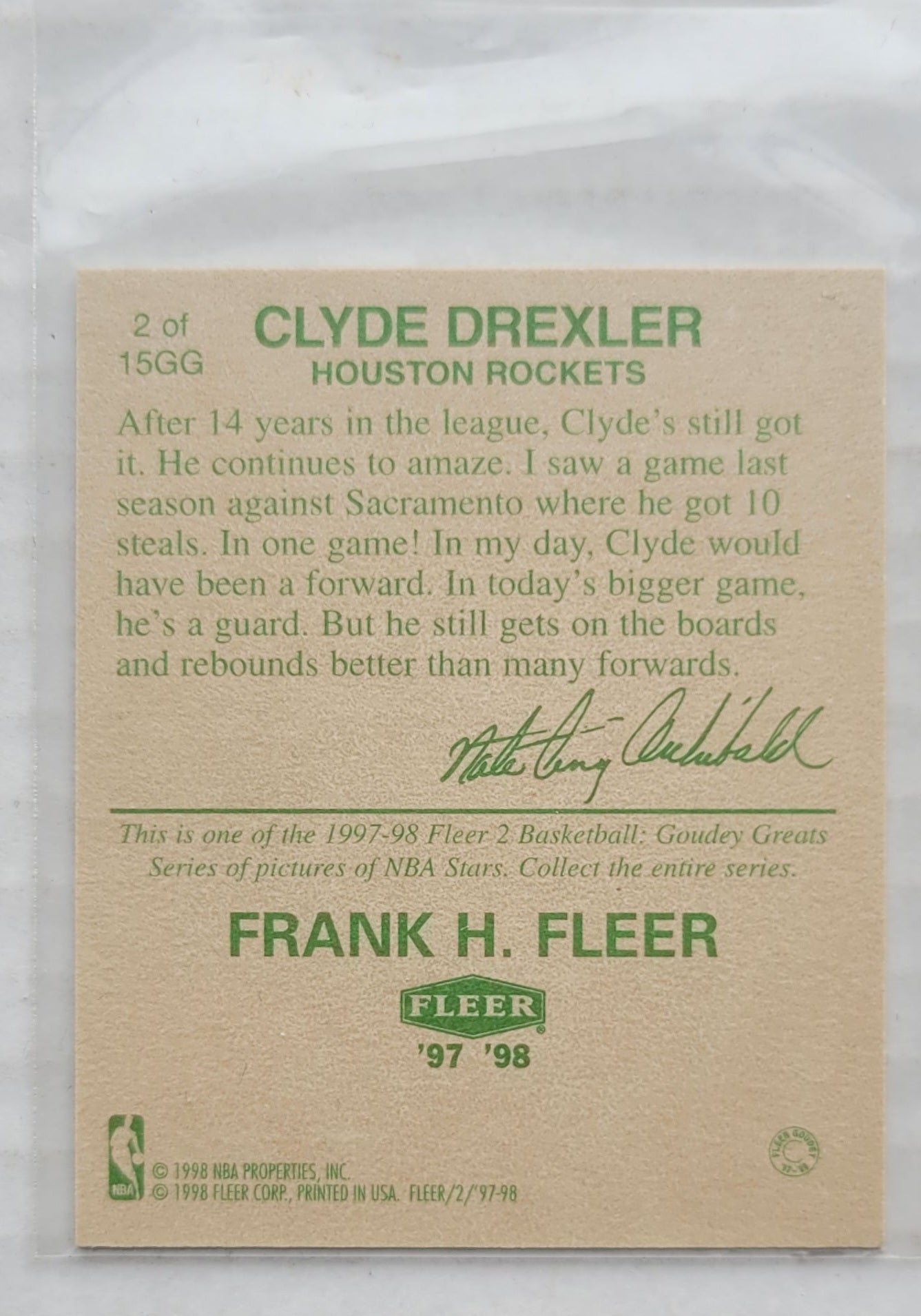 Clyde Drexler - 1997-98 Fleer Goudey Greats #2
