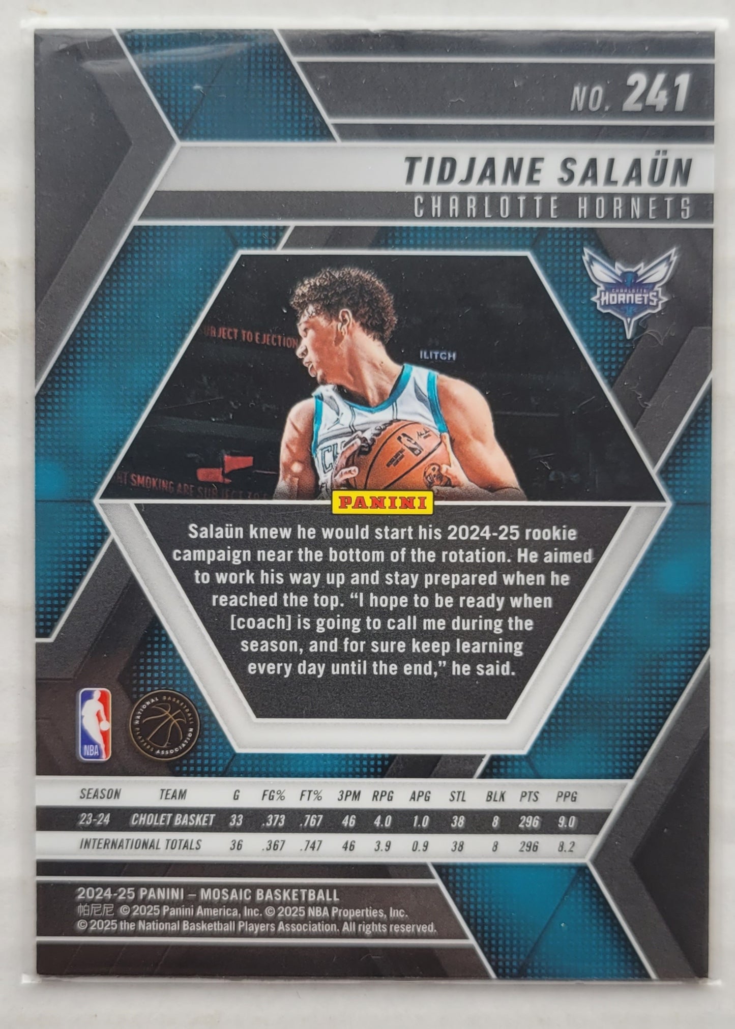 Tidjane Salaun - 2024-25 Panini Mosaic #241 RC