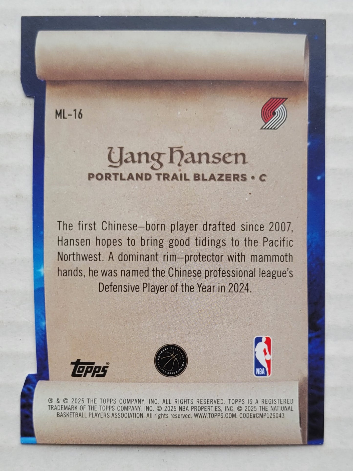 Yang Hansen - 2025-26 Topps Holiday Making The Nice List #ML16