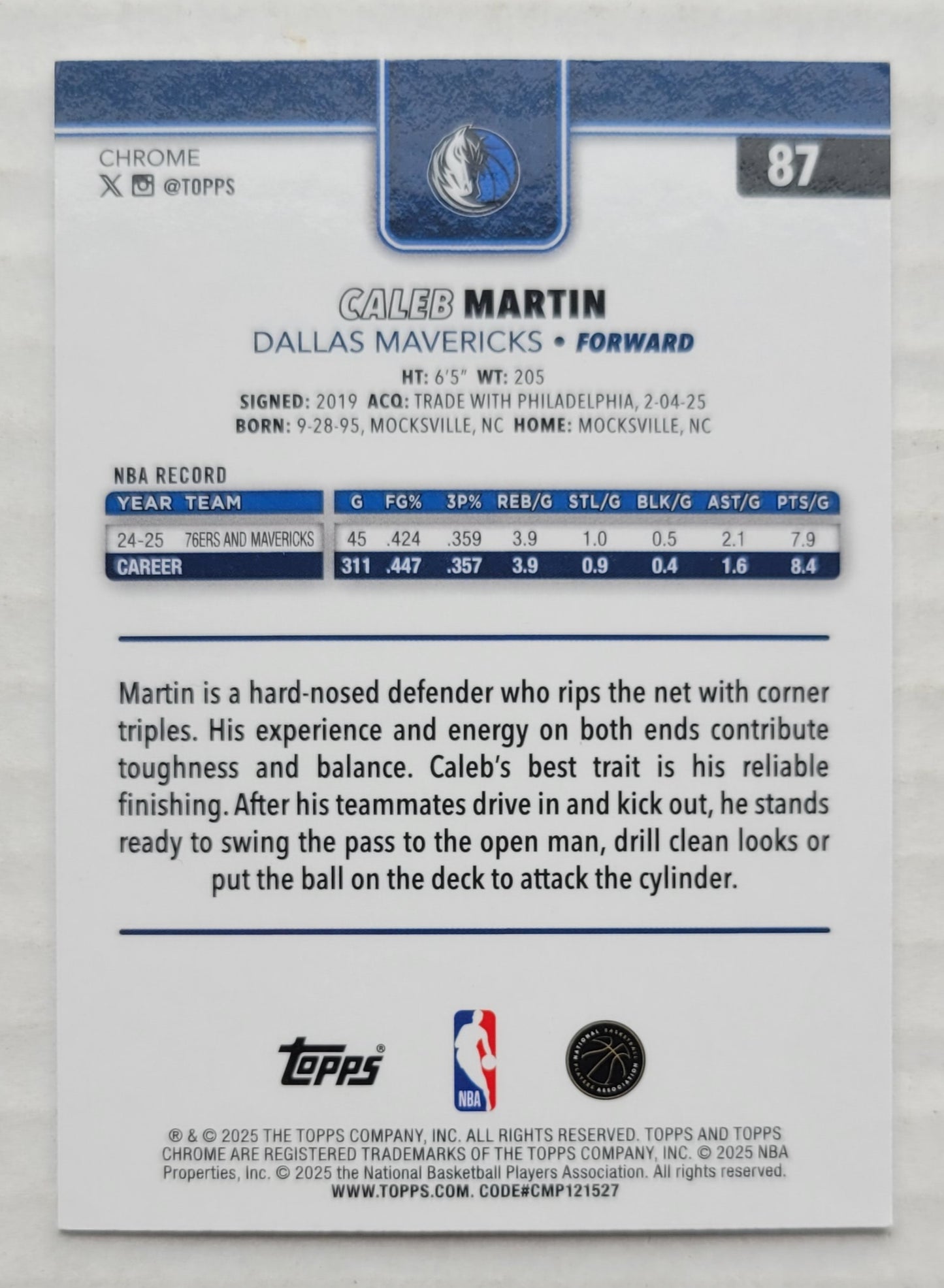 Caleb Martin - 2025-26 Topps Chrome RayWave Refractors #87