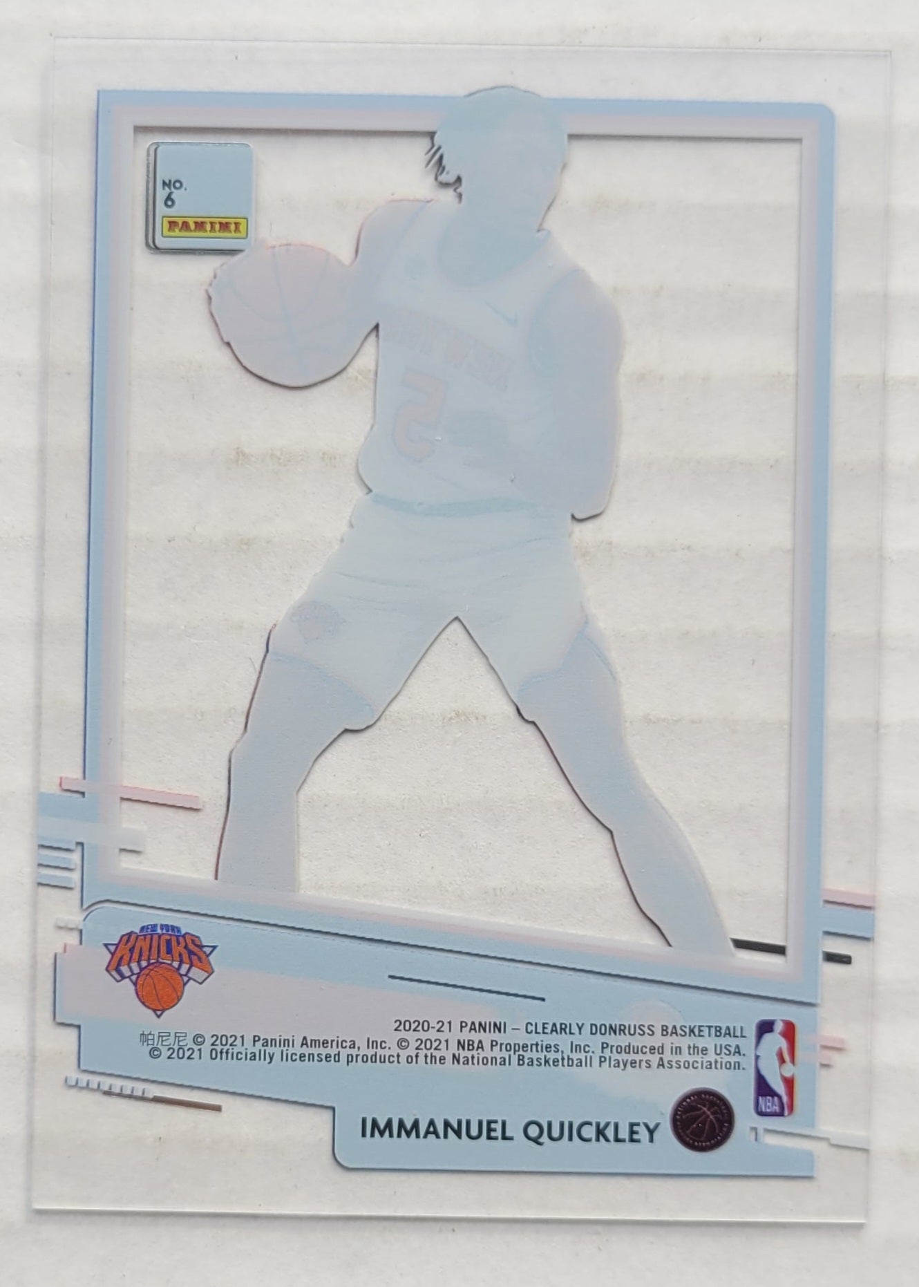 Immanuel Quickley - 2020-21 Clearly Donruss The Rookies #6