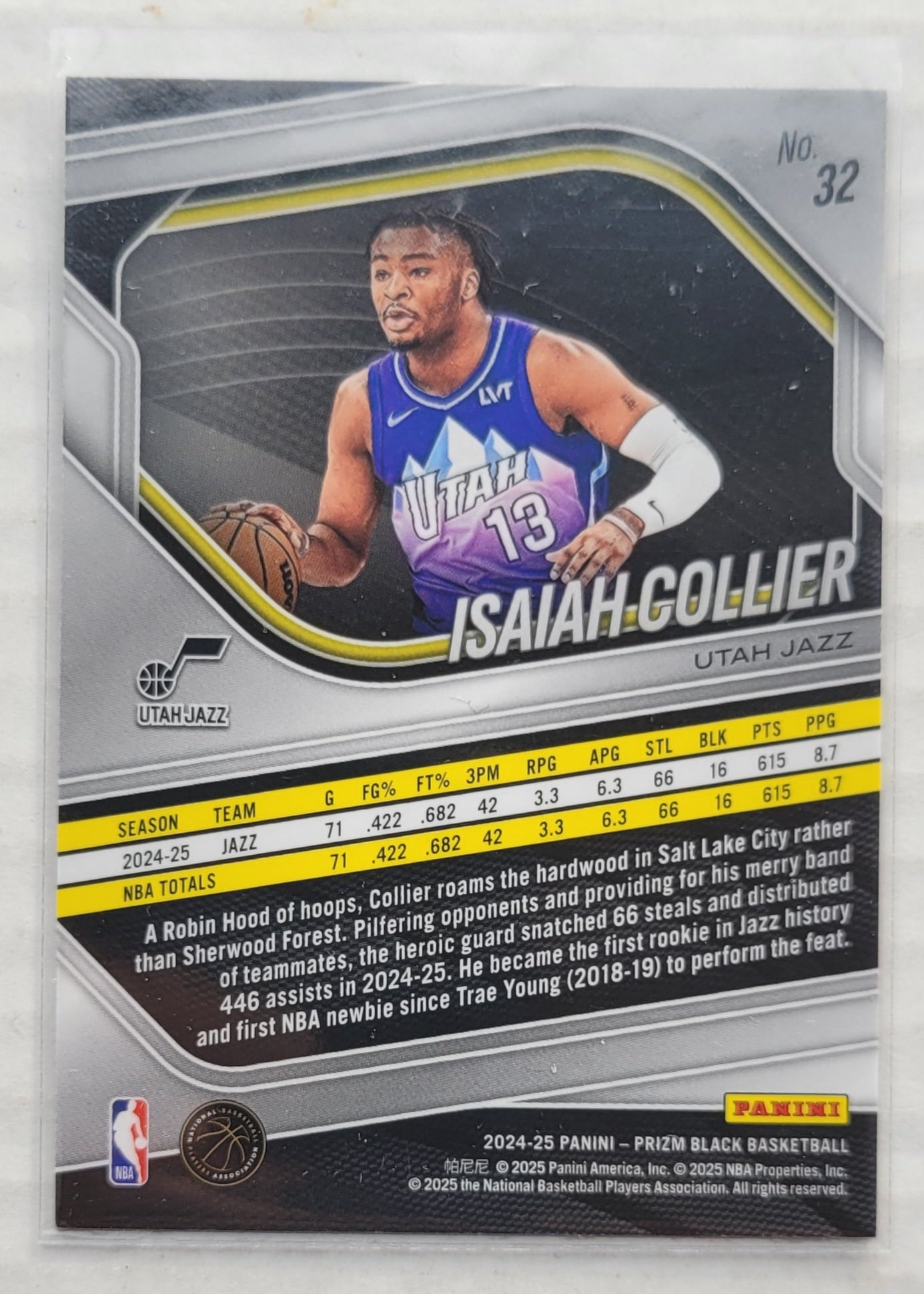 Isaiah Collier - 2024-25 Panini Prizm Black #32 RC