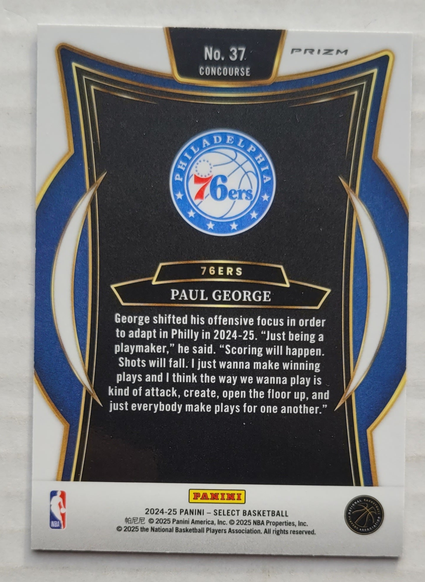 Paul George - 2024-25 Select Blue Prizms #37
