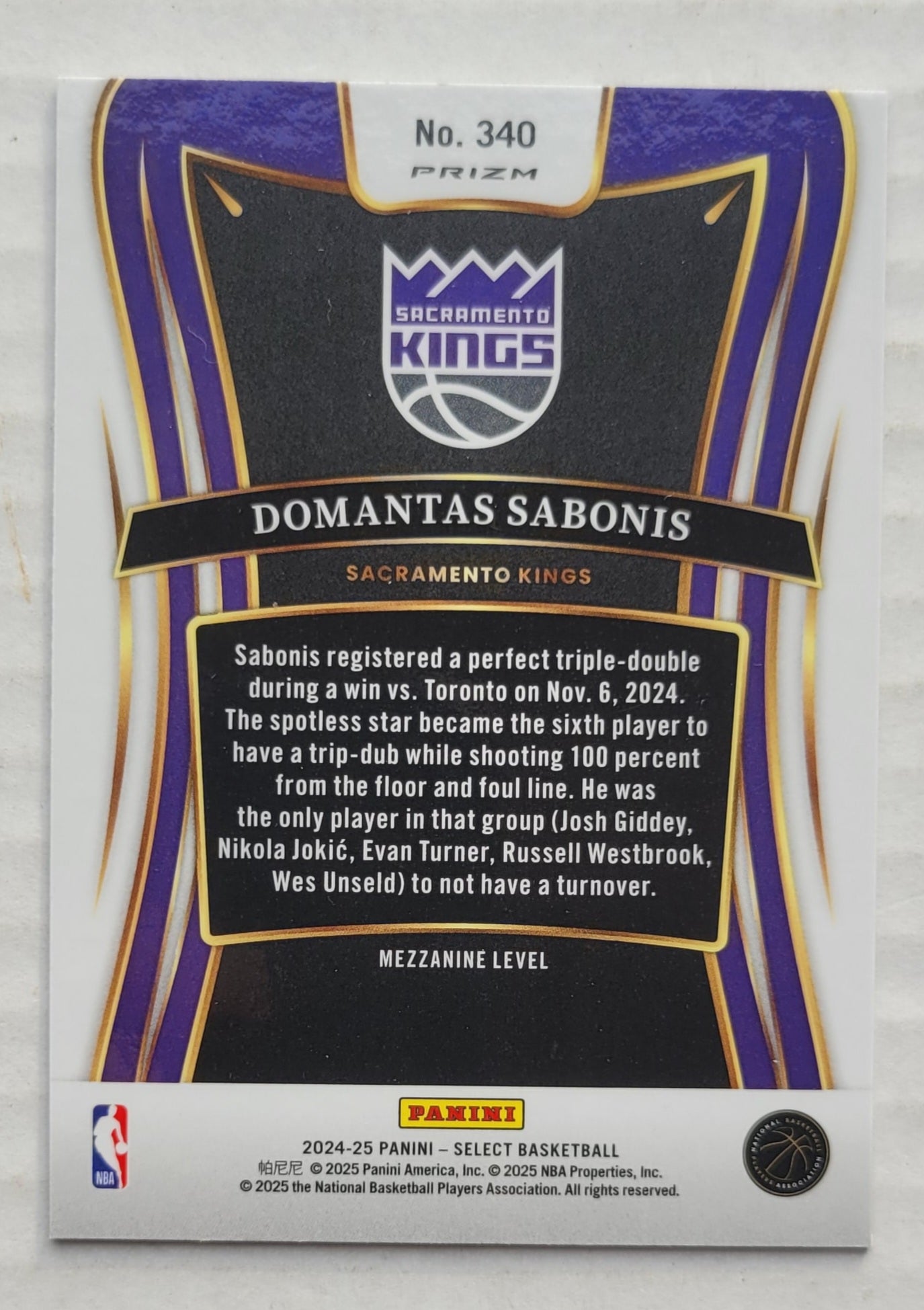 Domantas Sabonis - 2024-25 Select Blue Prizms #340