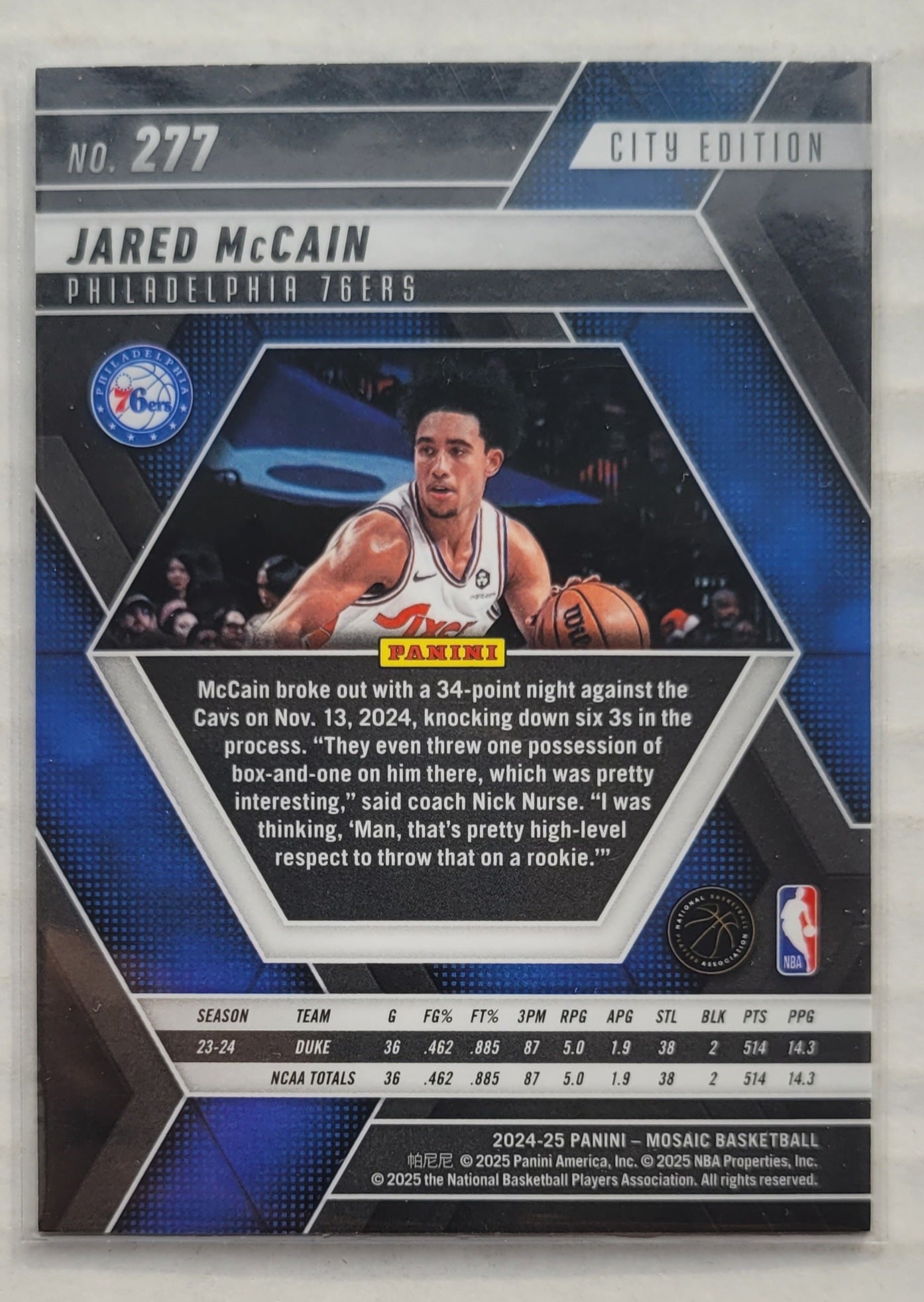 Jared McCain - 2024-25 Panini Mosaic #277 City Edition RC
