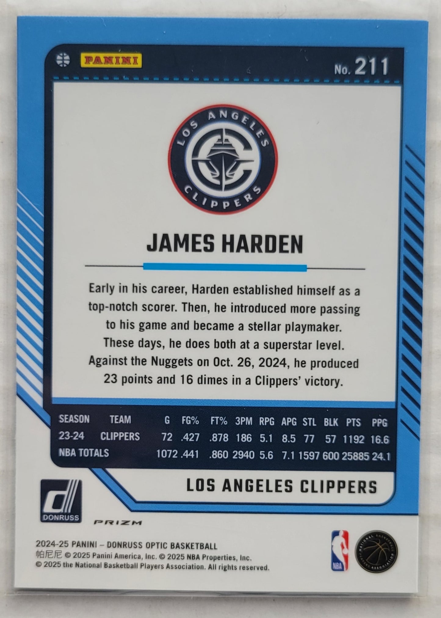 James Harden - 2024-25 Donruss Optic Purple #211