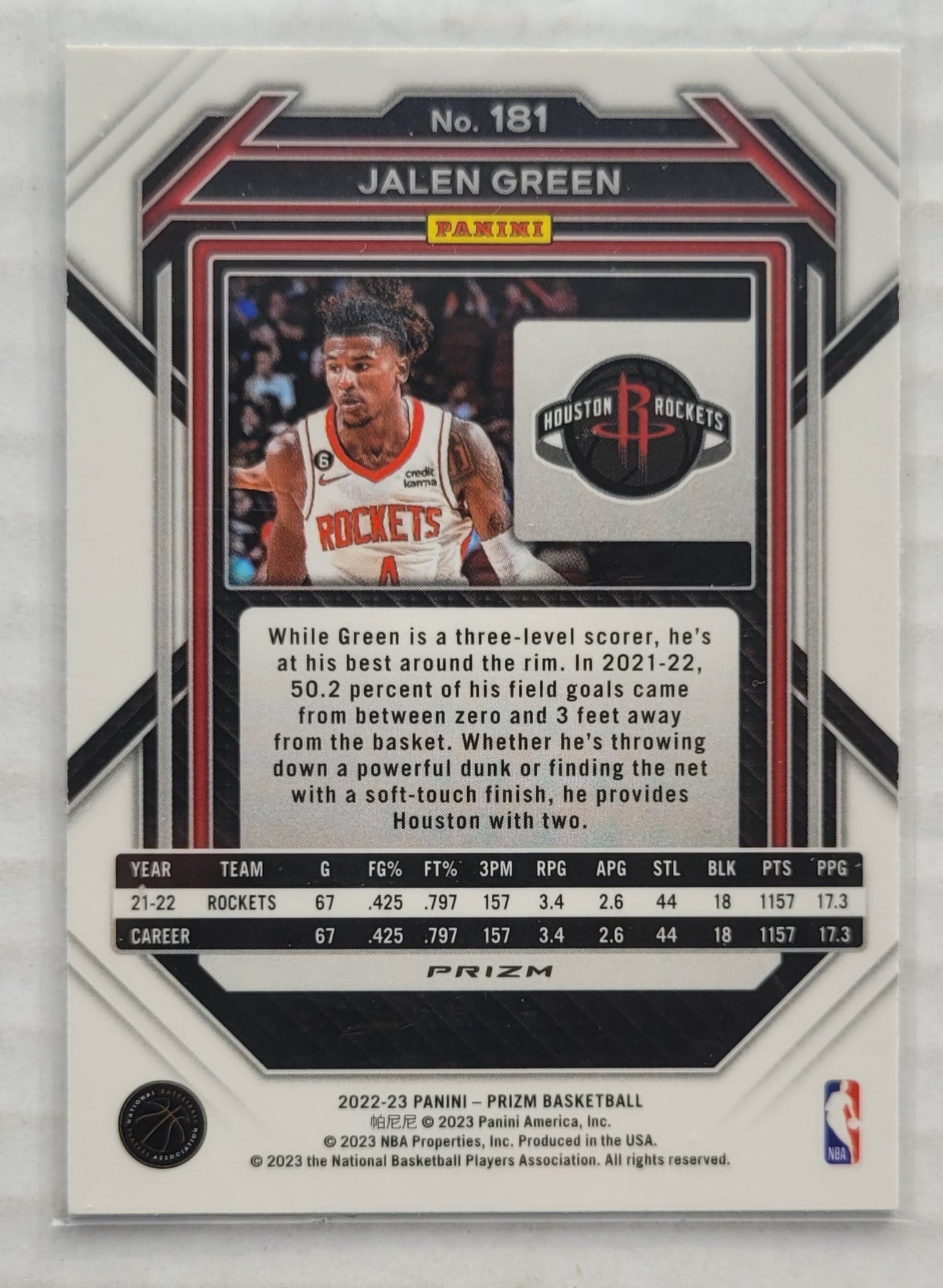 Jalen Green - 2022-23 Panini Prizm Prizms Ice #181