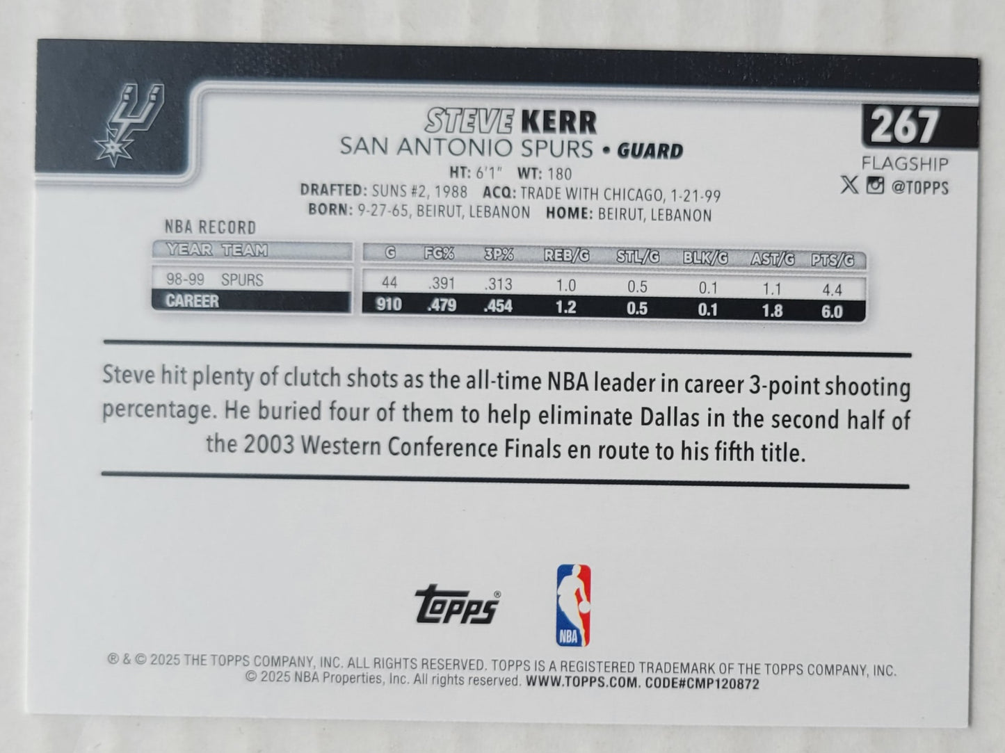 Steve Kerr - 2025-26 Topps #267