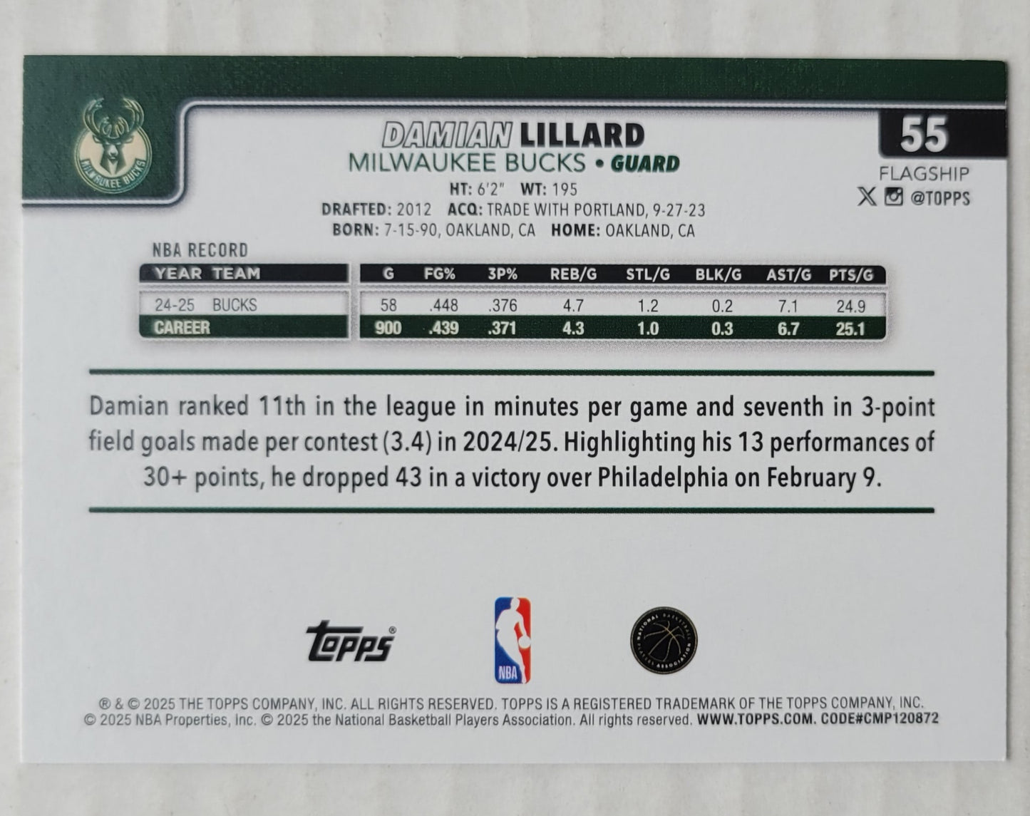 Damian Lillard - 2025-26 Topps #55