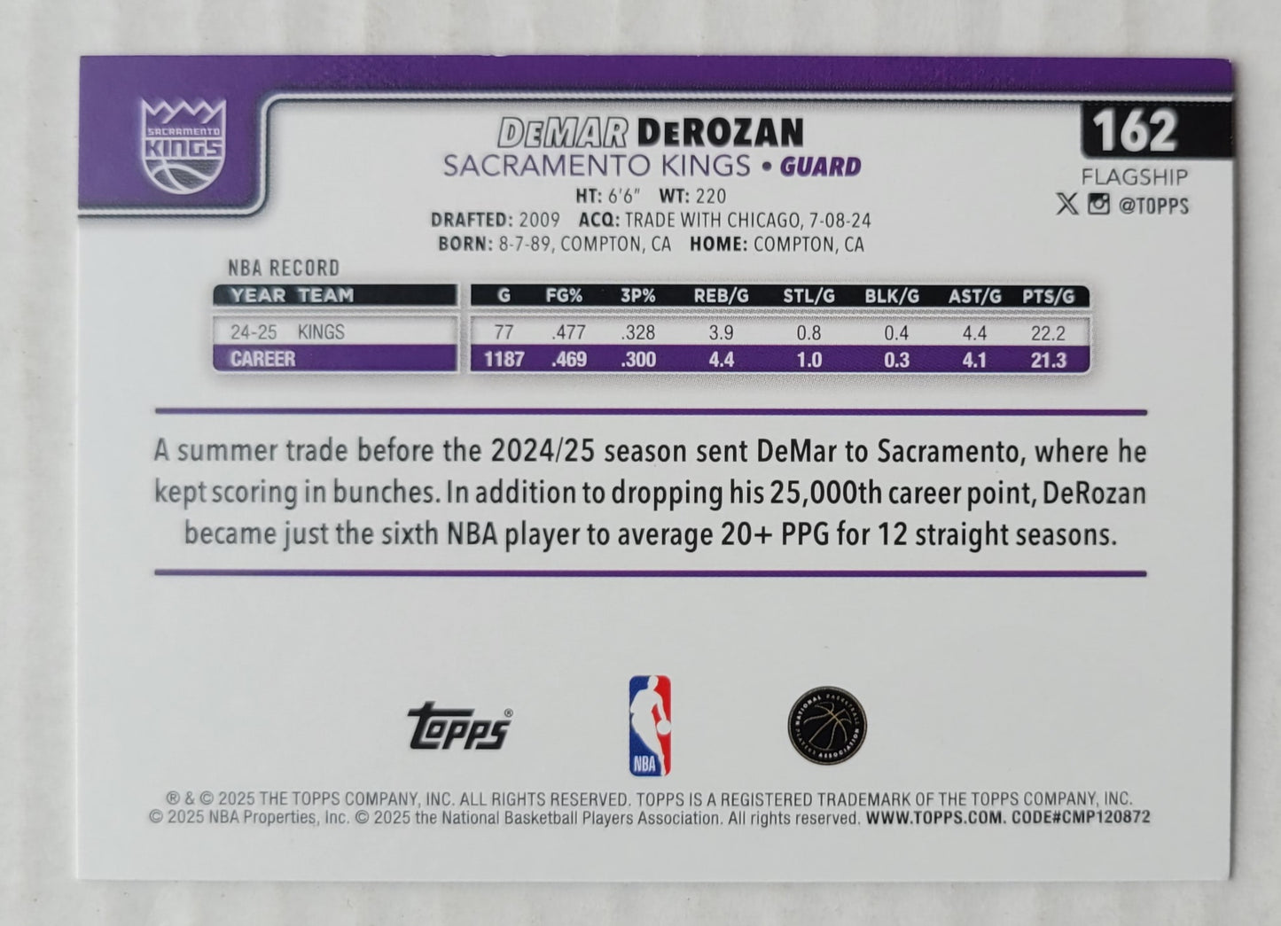 DeMar DeRozan - 2025-26 Topps Rainbow Foilboard #162