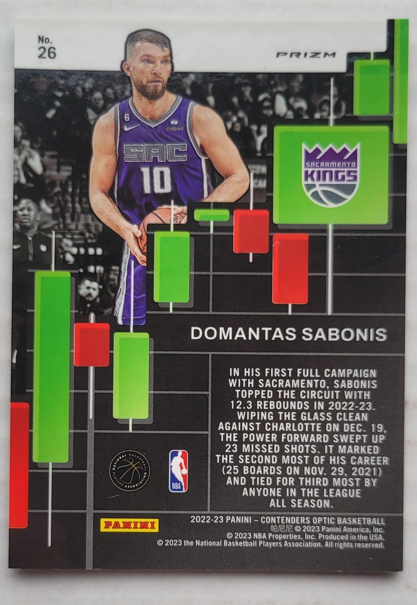 Domantas Sabonis - 2022-23 Panini Contenders Optic Playing the Numbers Game Red Wave #26