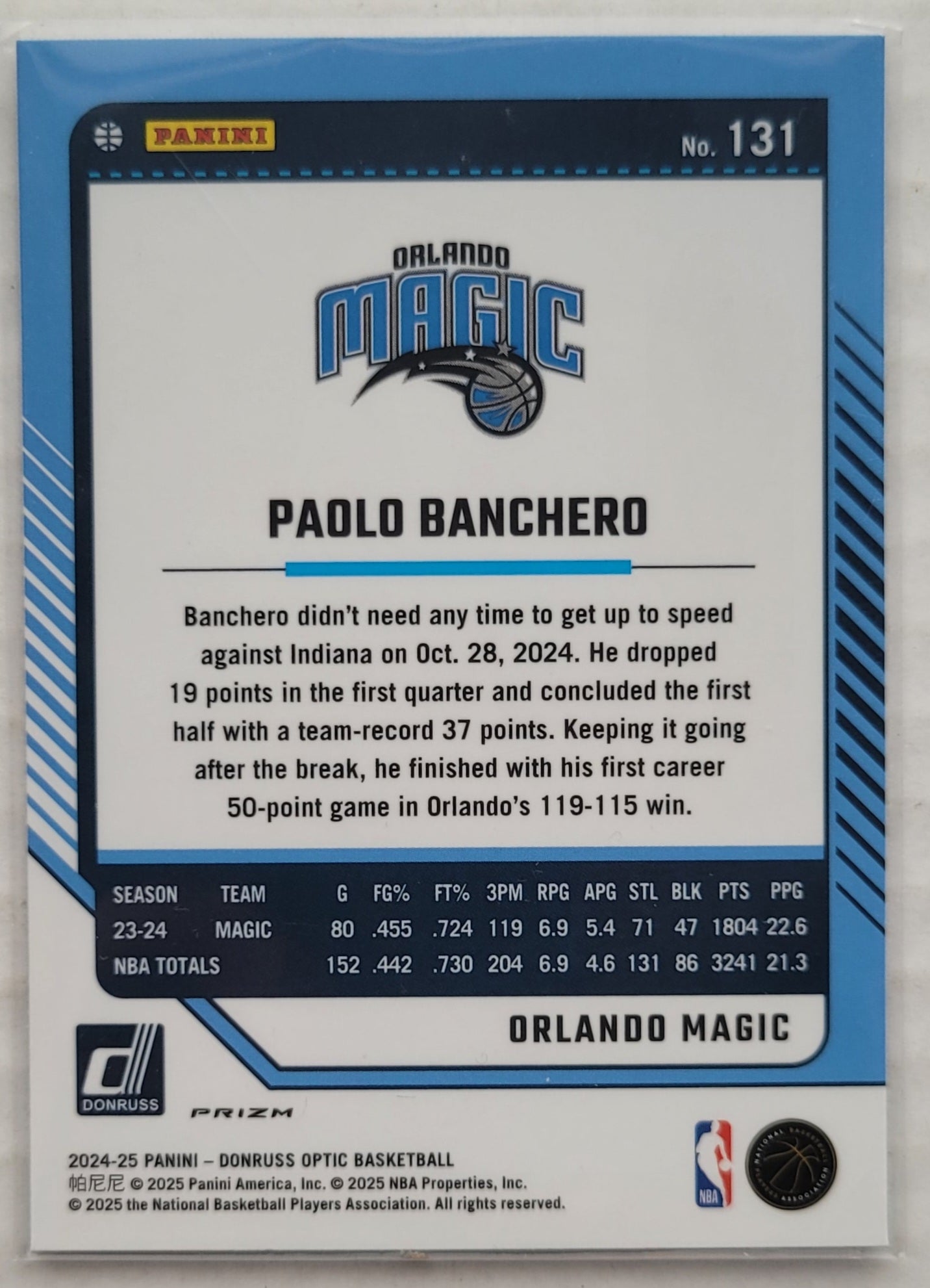 Paolo Banchero - 2024-25 Donruss Optic Holo #131