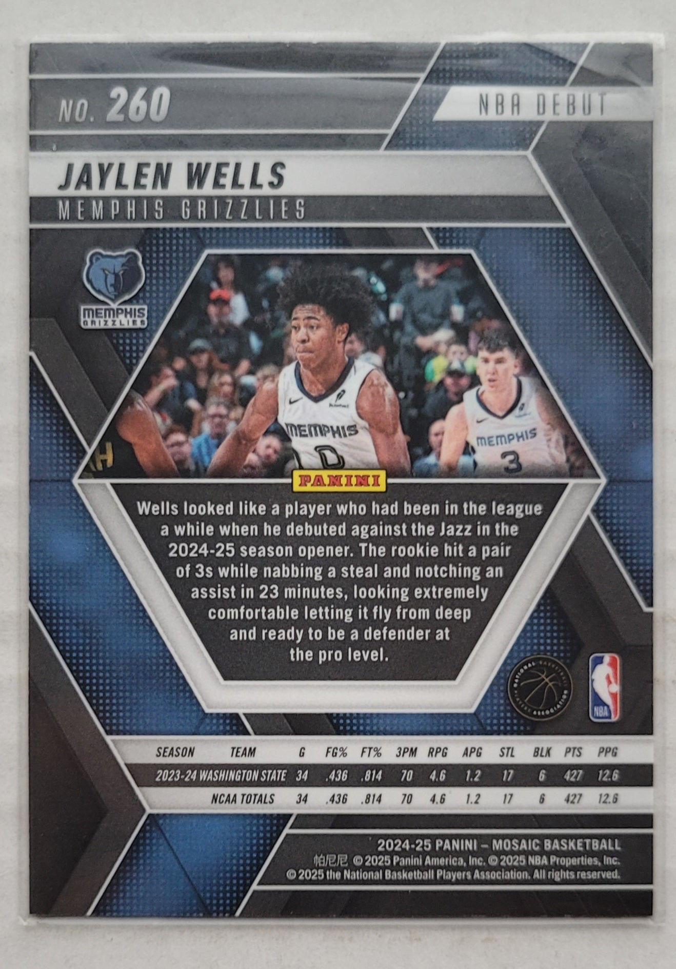 Jaylen Wells - 2024-25 Panini Mosaic #260 NBA Debut RC