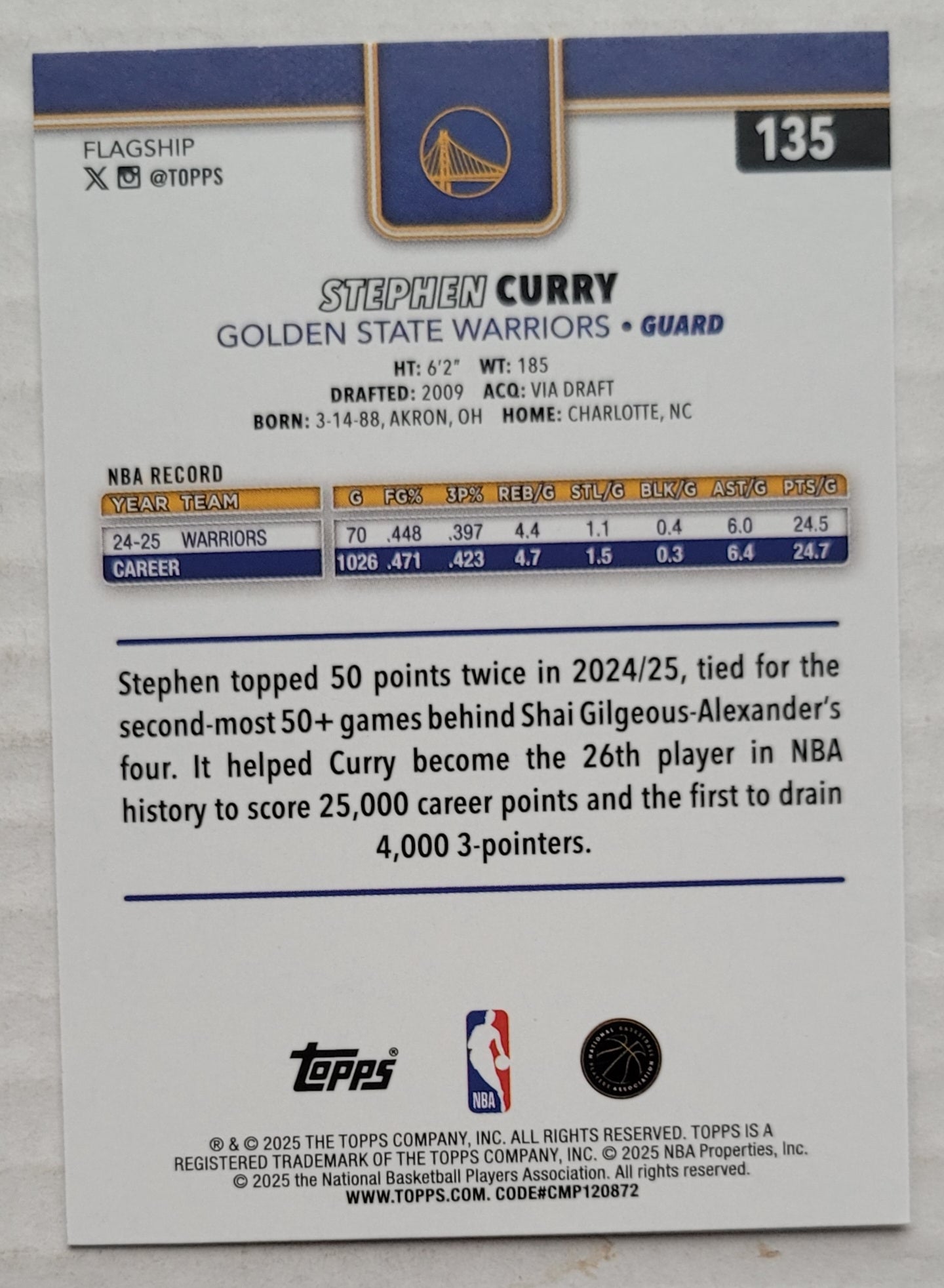 Stephen Curry - 2025-26 Topps #135
