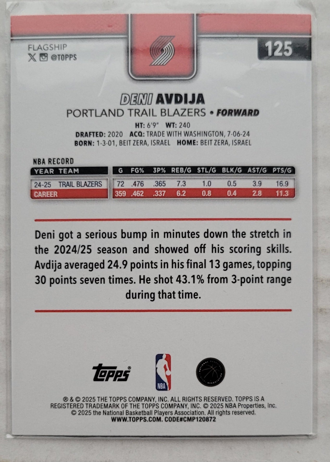 Deni Avdija - 2025-26 Topps Diamante #125
