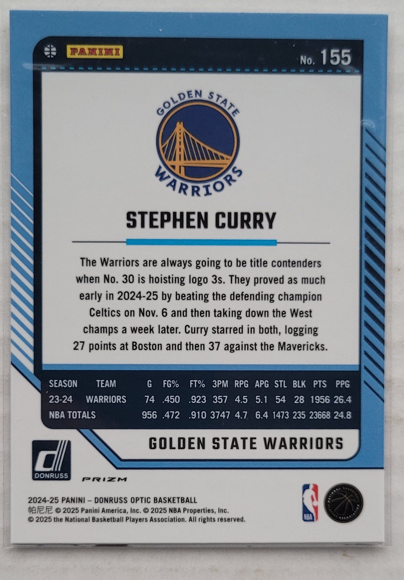 Stephen Curry - 2024-25 Donruss Optic Holo #155