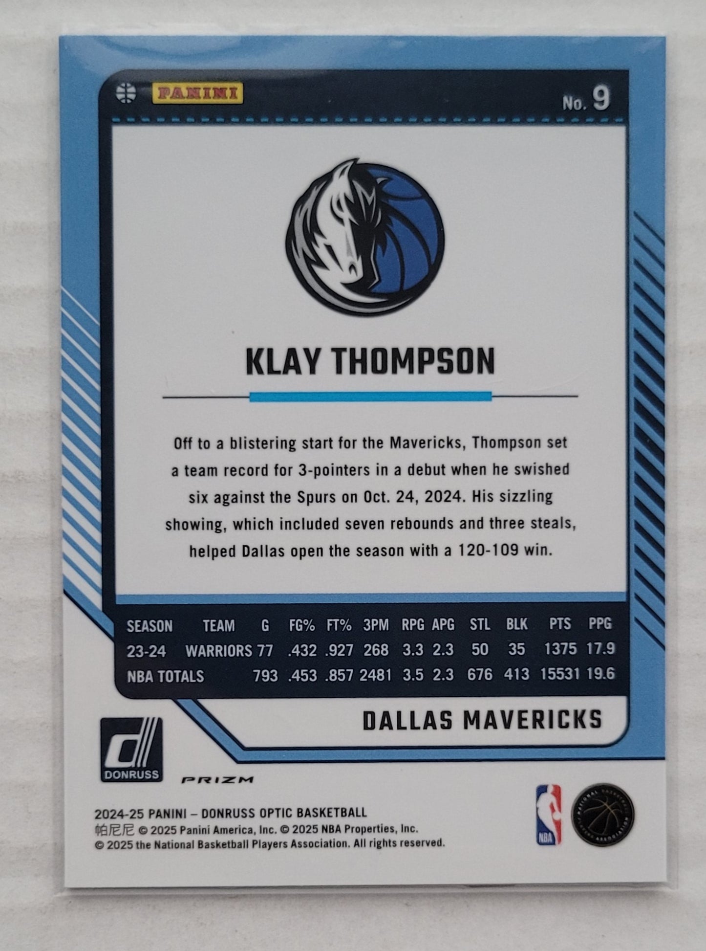 Klay Thompson - 2024-25 Donruss Optic Holo #9