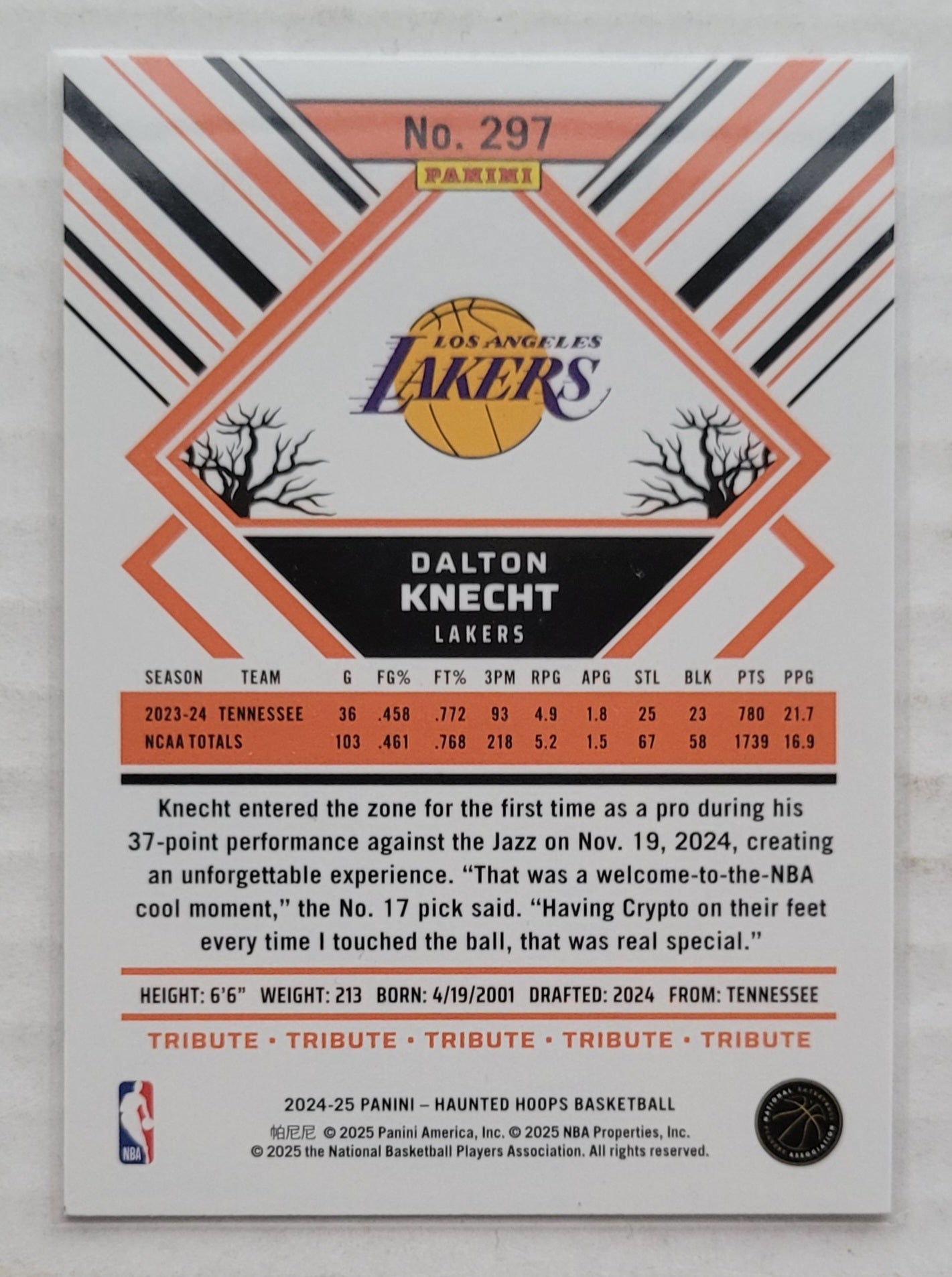 Dalton Knecht - 2024-25 Hoops Haunted Hoops #297 RC