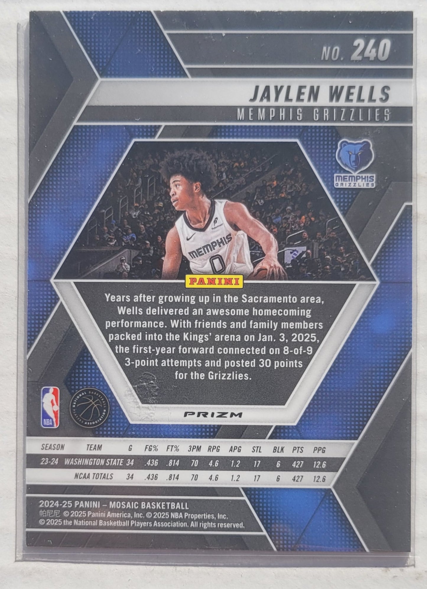 Jaylen Wells - 2024-25 Panini Mosaic Mosaic #240 RC