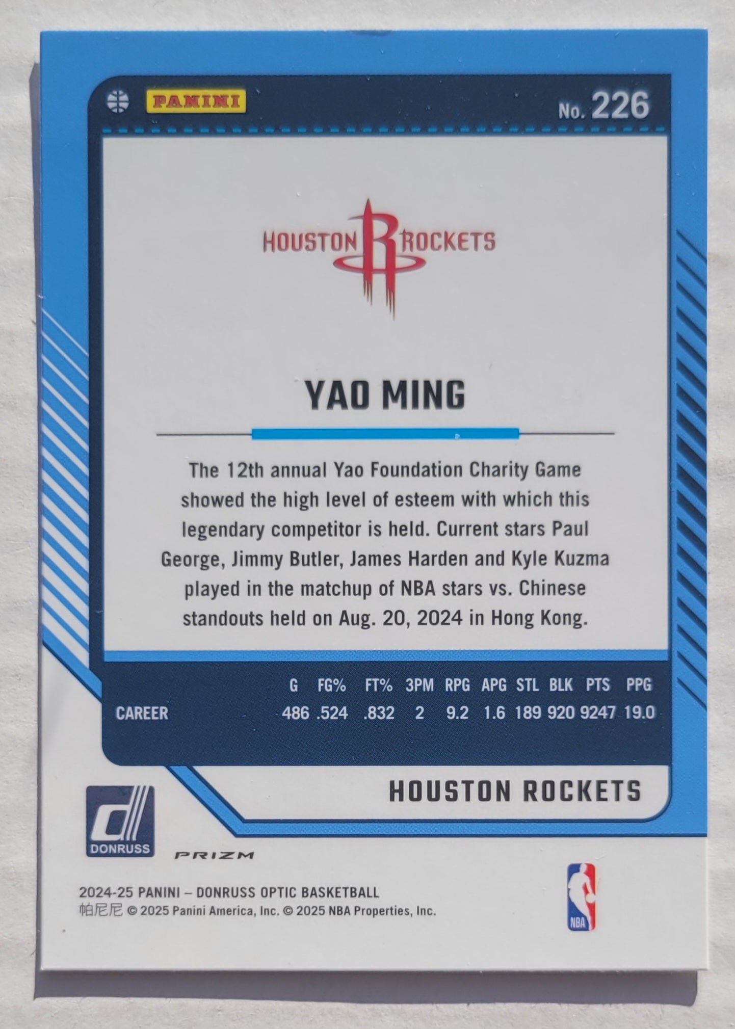 Yao Ming - 2024-25 Donruss Optic Holo #226 LGD