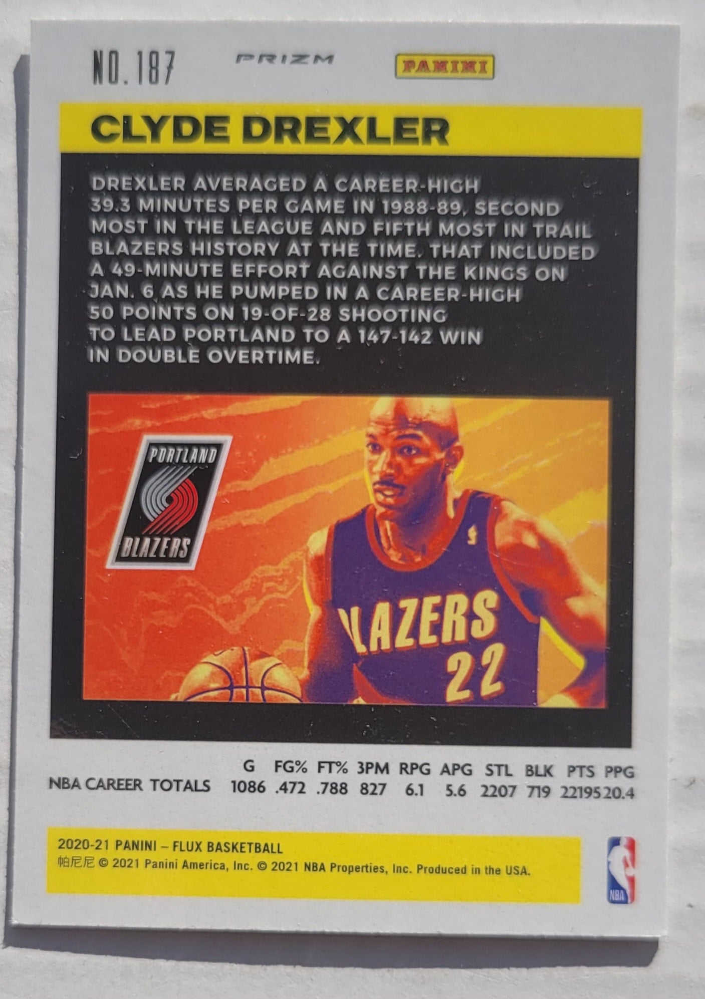 Clyde Drexler - 2020-21 Panini Flux Silver #187