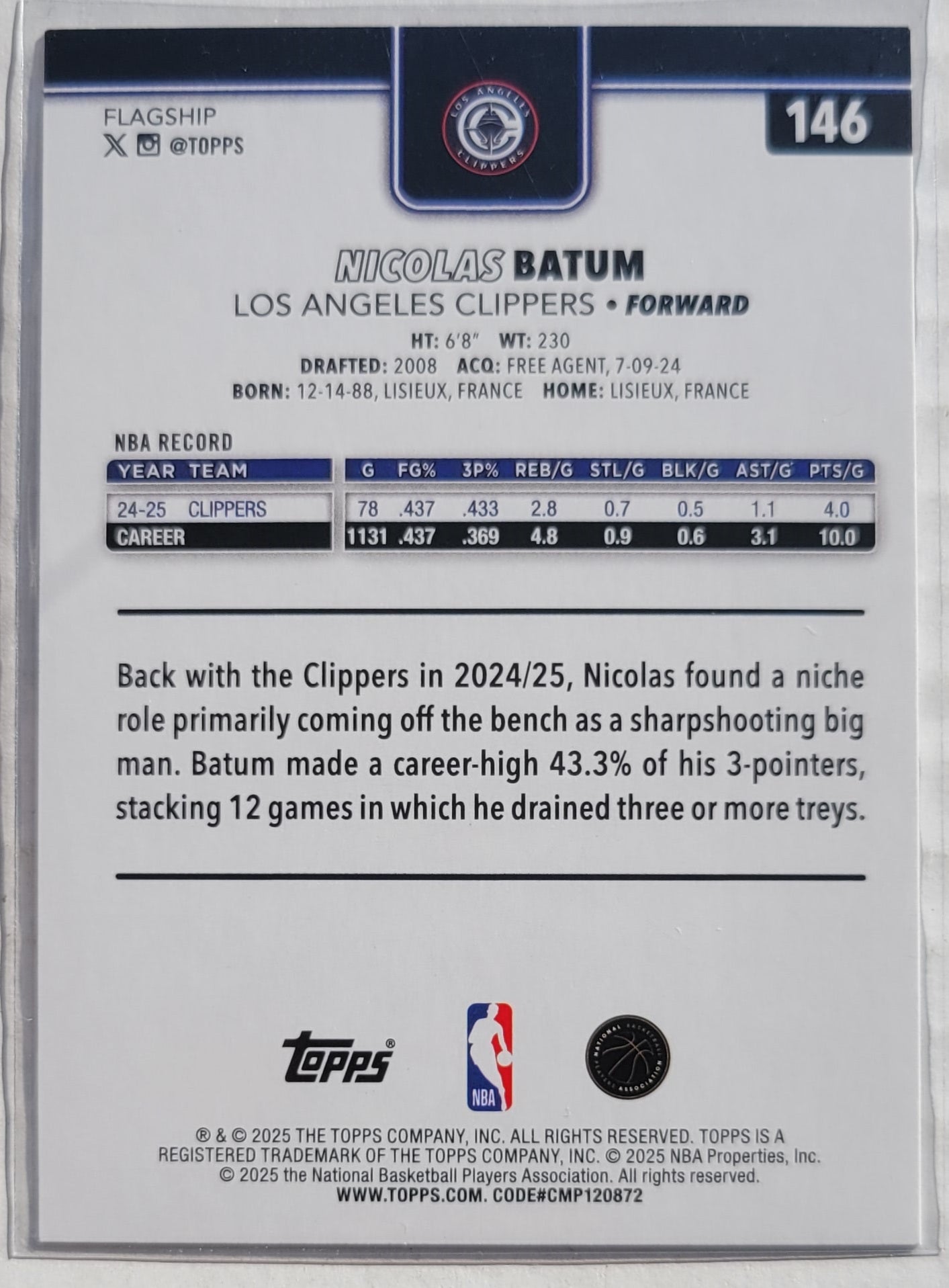 Nicolas Batum - 2025-26 Topps Rainbow Foilboard #146