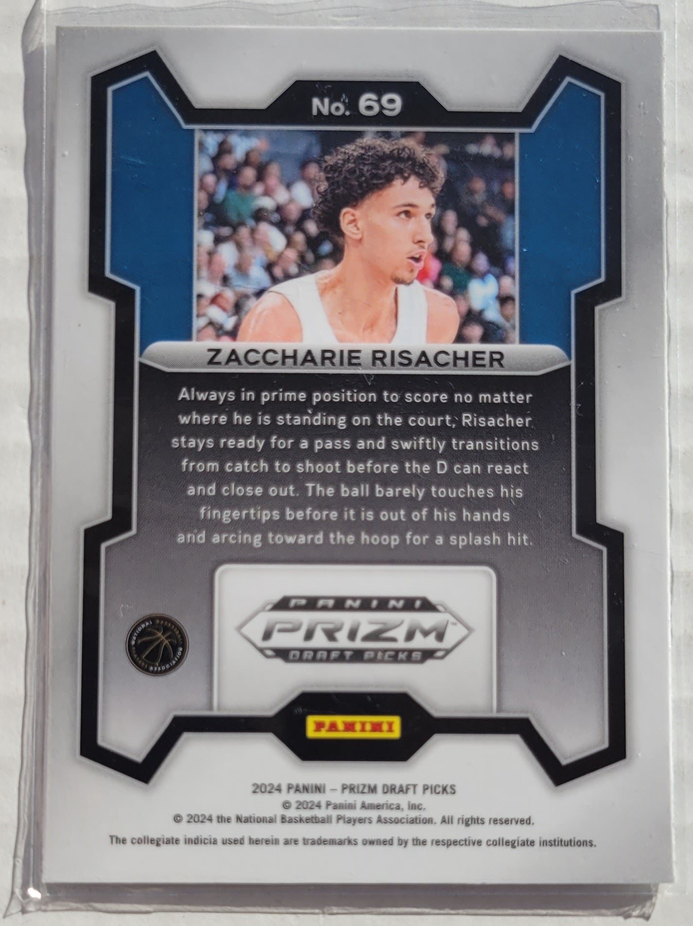 Zaccharie Risacher - 2024-25 Panini Prizm Draft Picks #69 RC