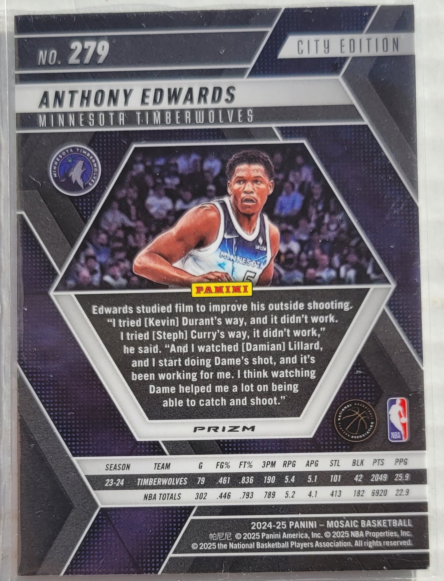 Anthony Edwards - 2024-25 Panini Mosaic Mosaic Green #279 City Edition