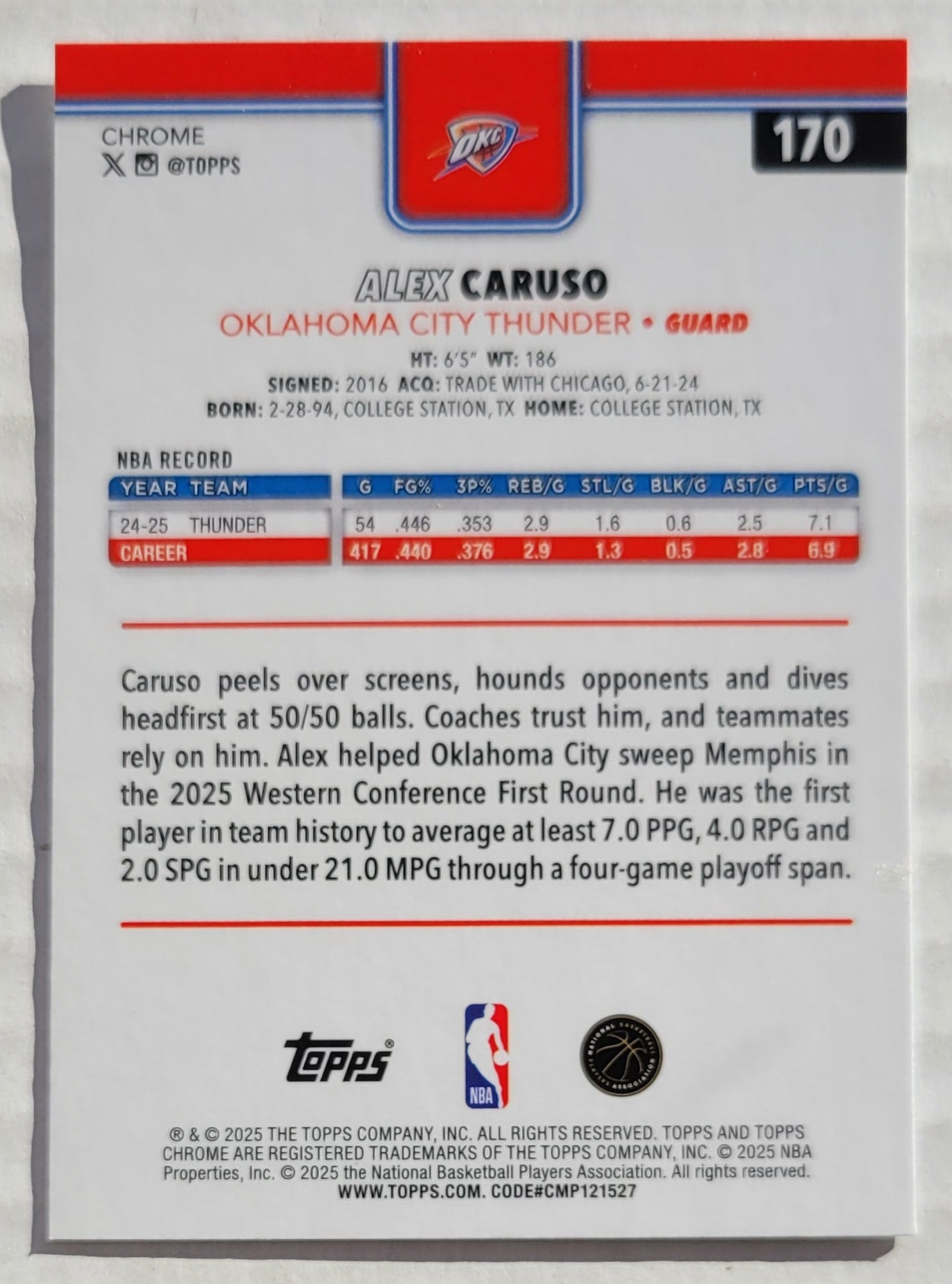 Alex Caruso - 2025-26 Topps Chrome X-Fractors #170
