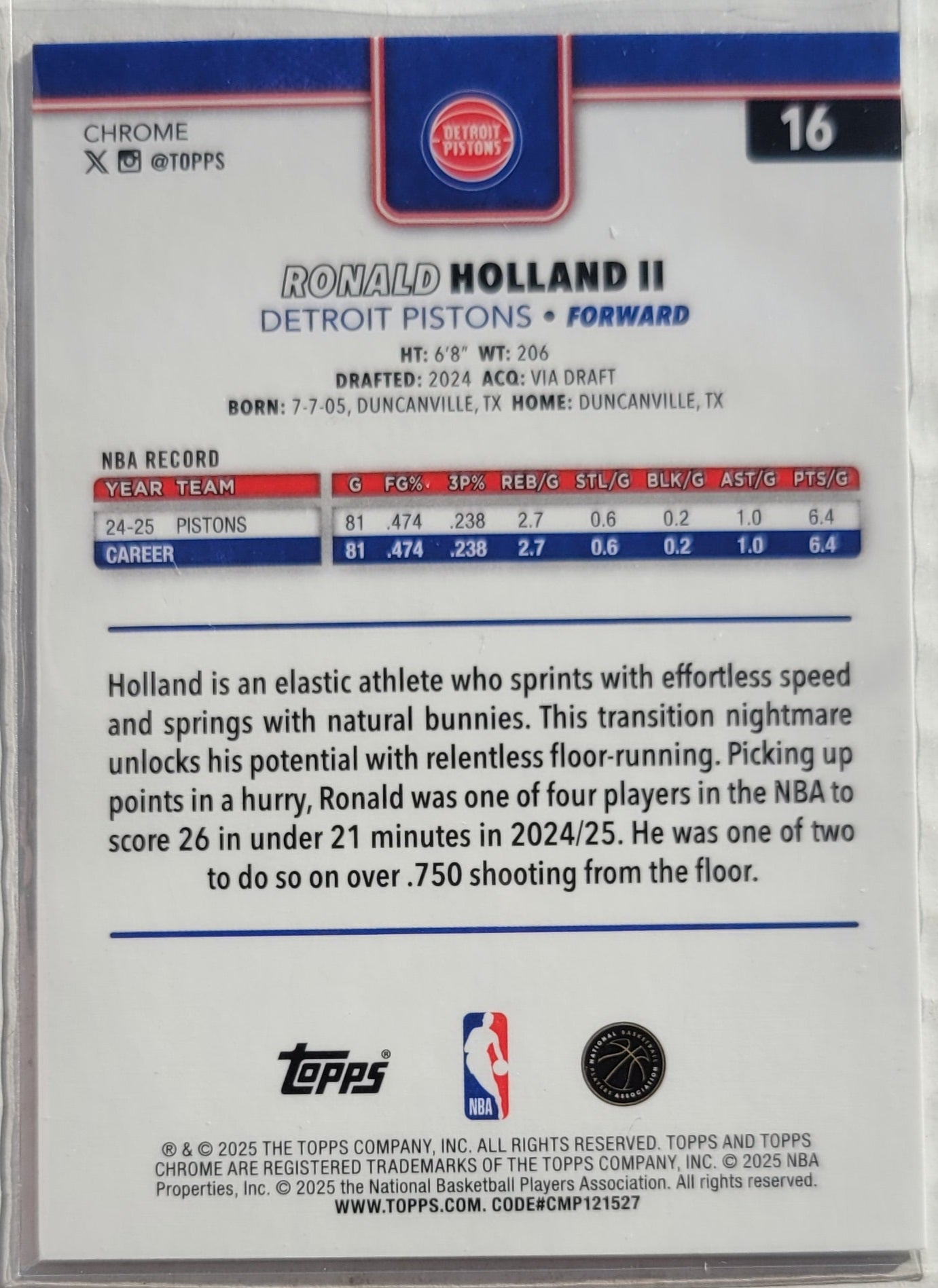 Ron Holland II - 2025-26 Topps Chrome X-Fractors #16